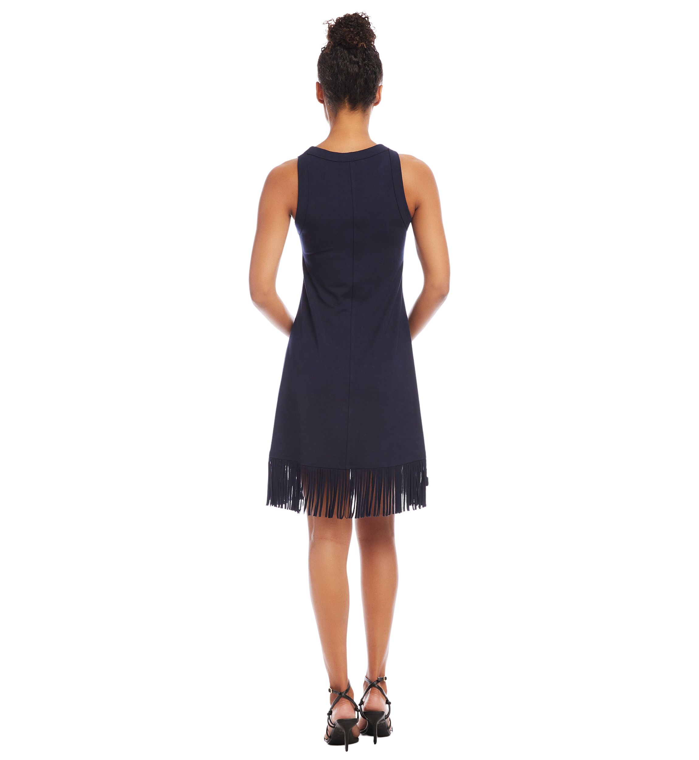 Womens Sleeveless Fringe Hem Dress