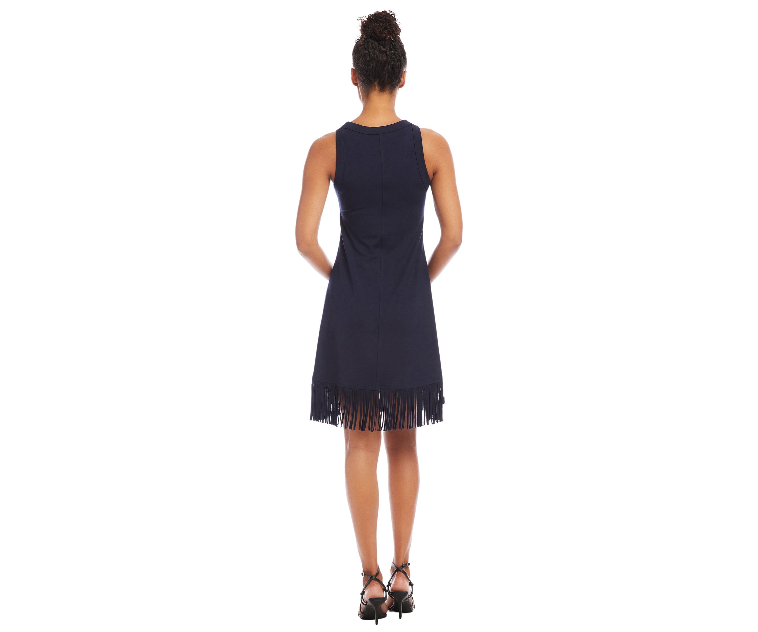 Womens Sleeveless Fringe Hem Dress