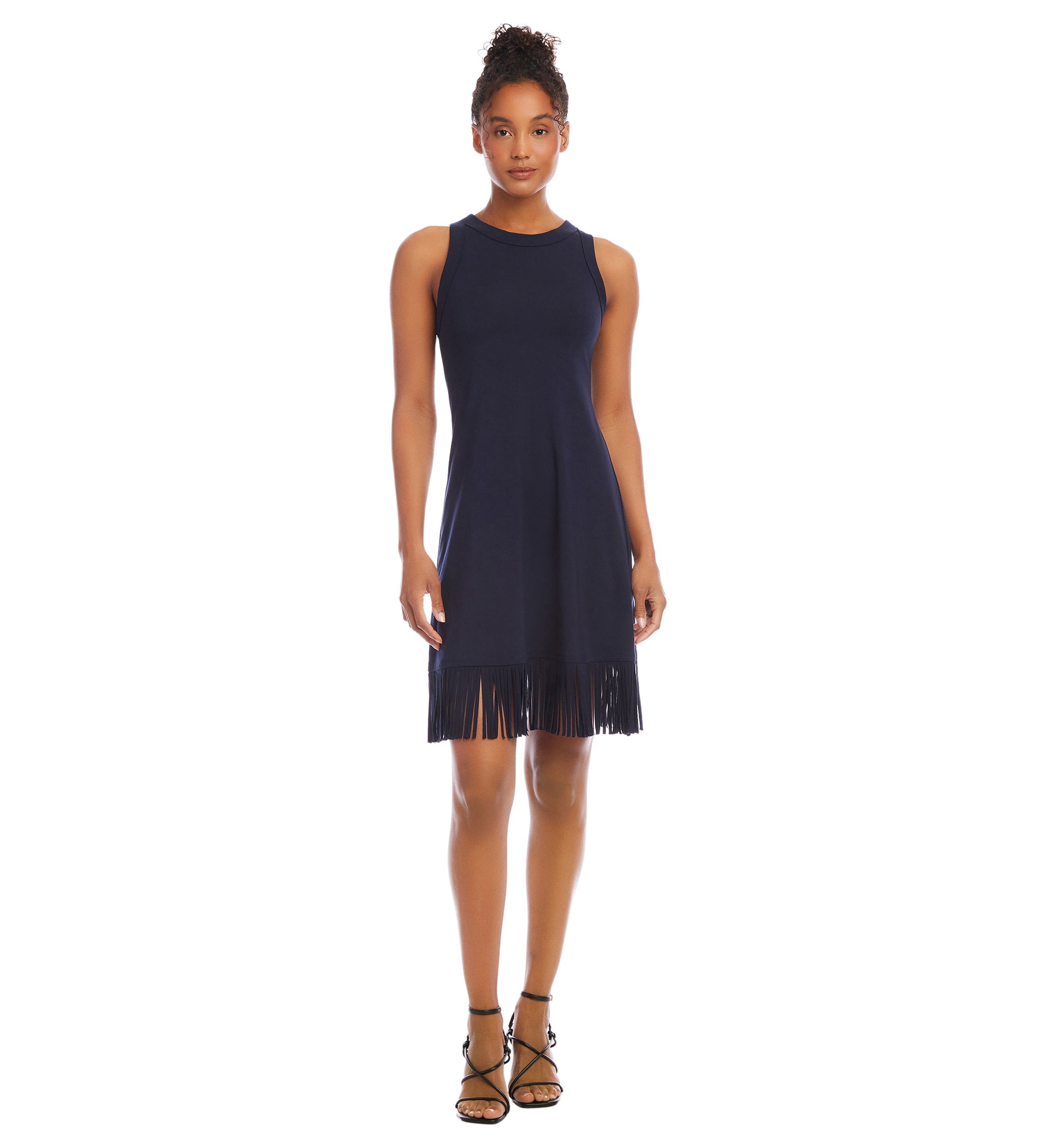Womens Sleeveless Fringe Hem Dress