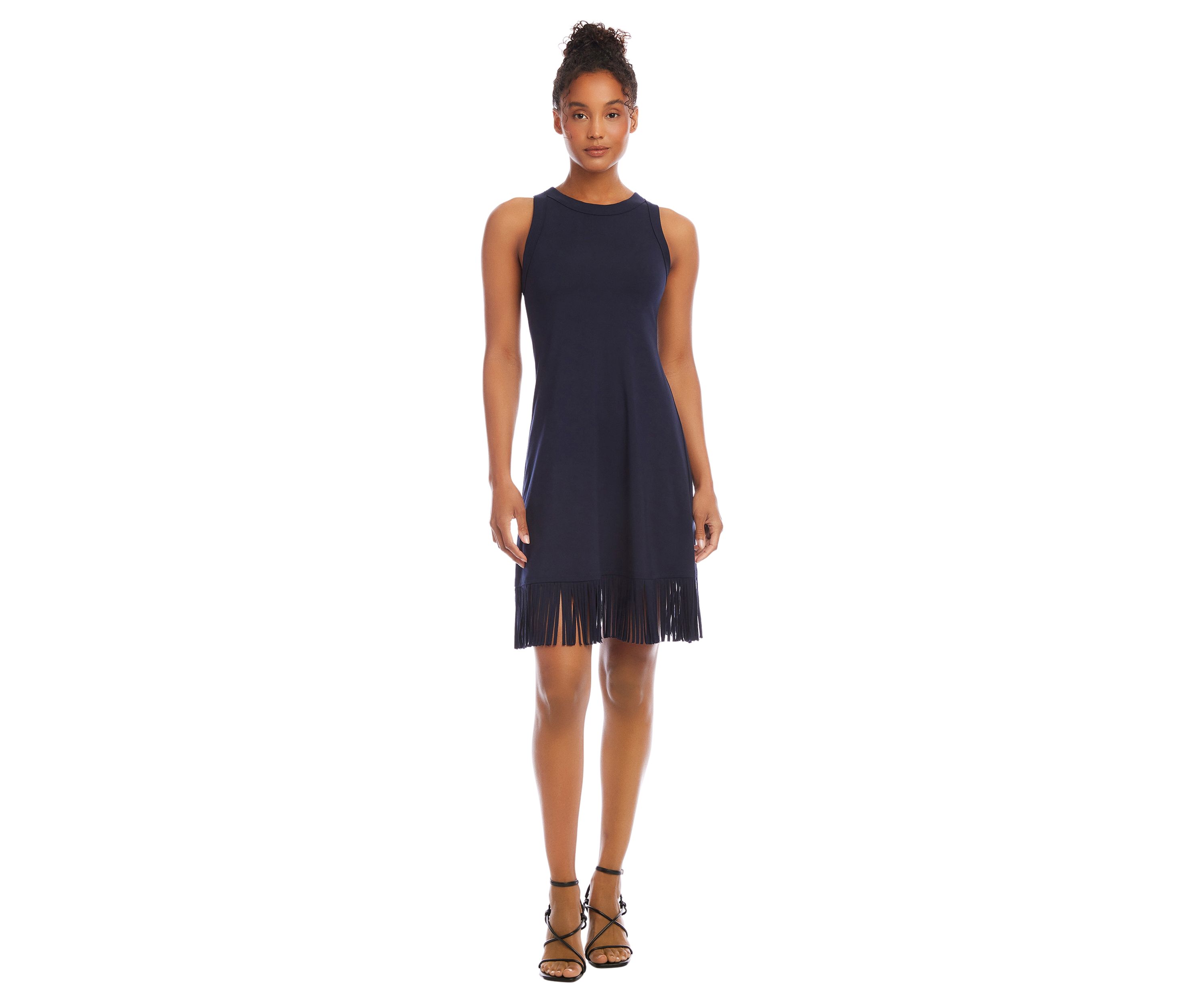 Womens Sleeveless Fringe Hem Dress