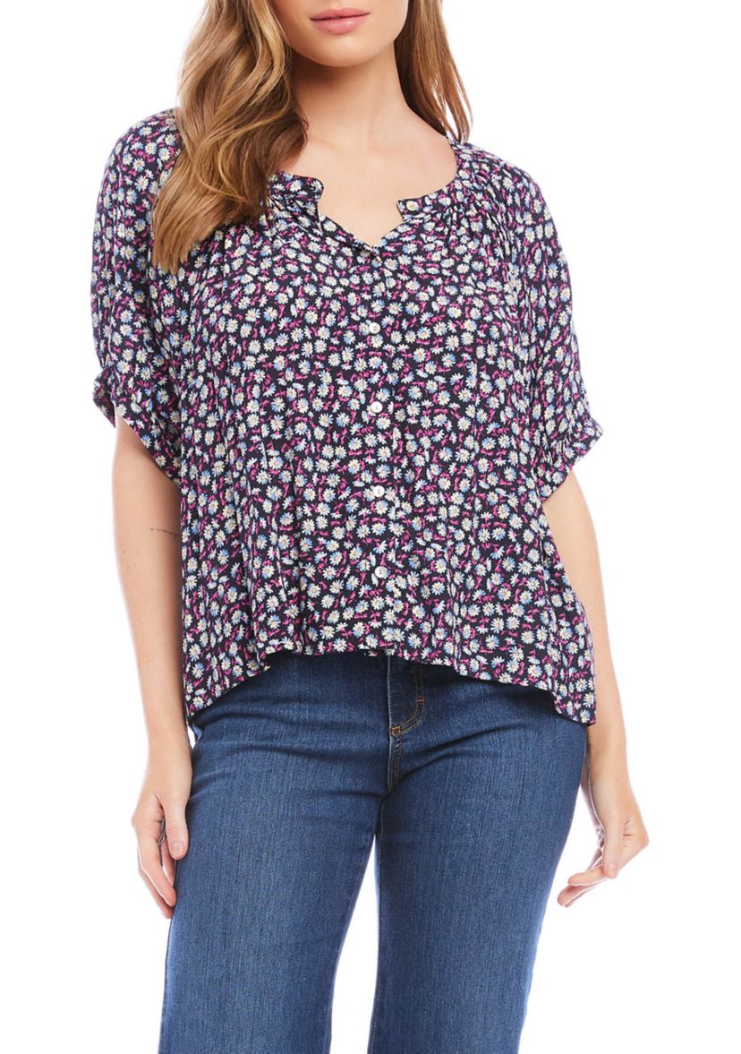 Womens Short Sleeve Peasant Top