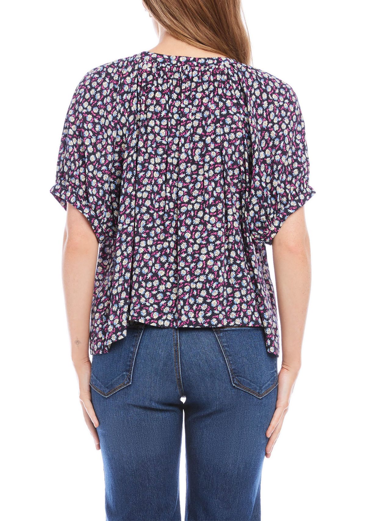 Womens Short Sleeve Peasant Top