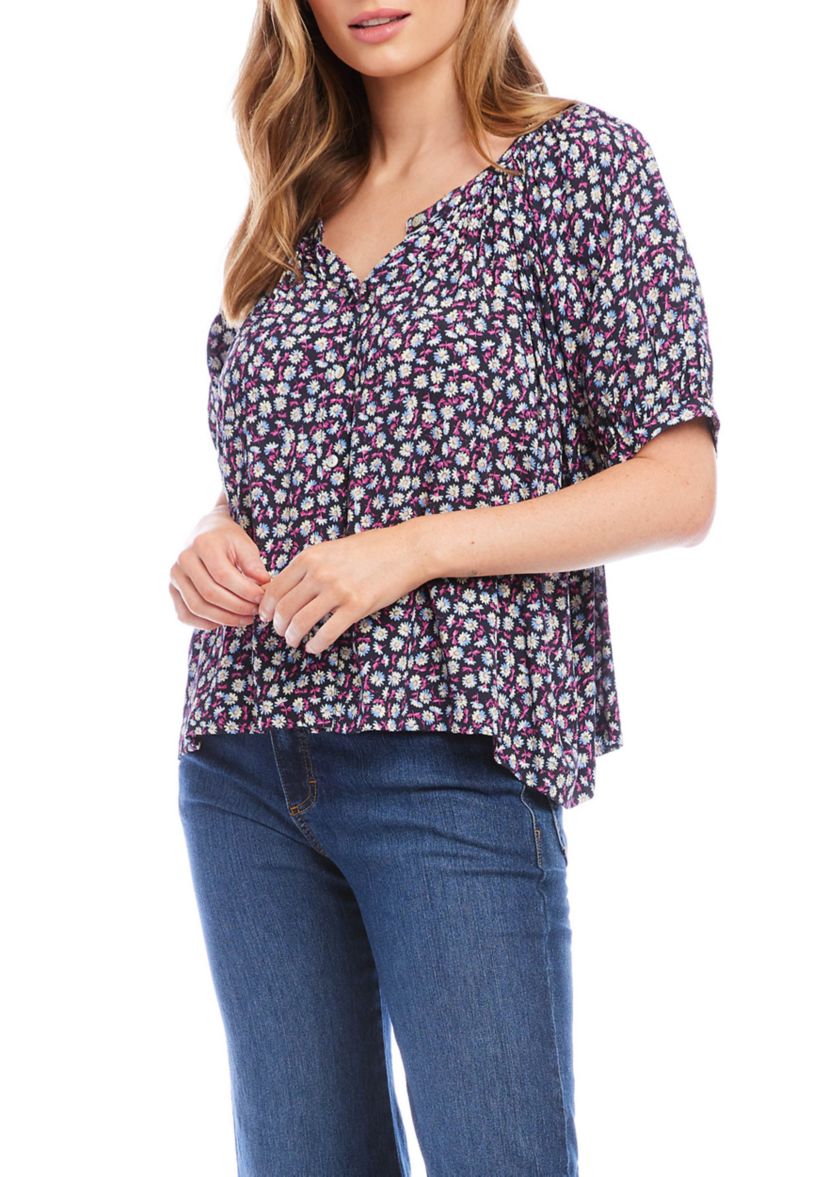 Womens Short Sleeve Peasant Top