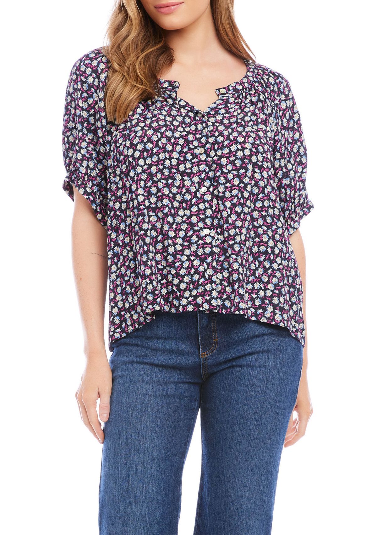 Womens Short Sleeve Peasant Top