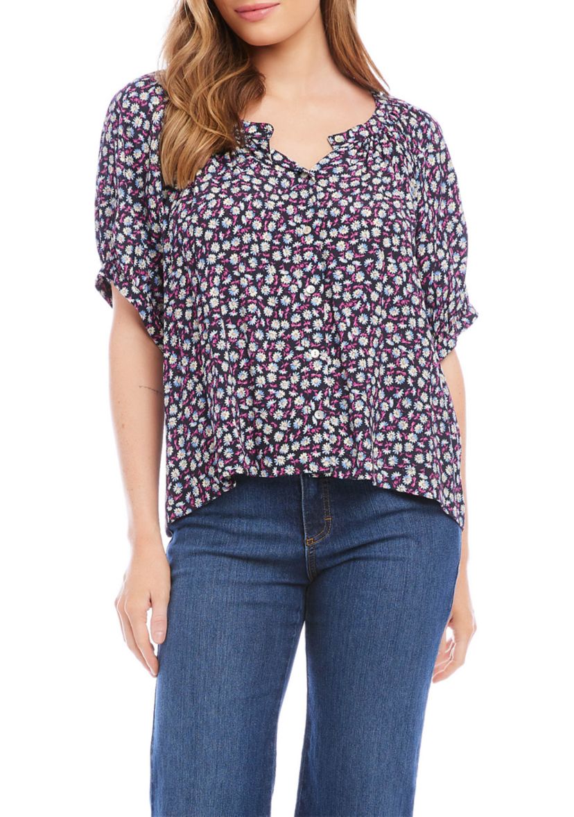 Womens Short Sleeve Peasant Top