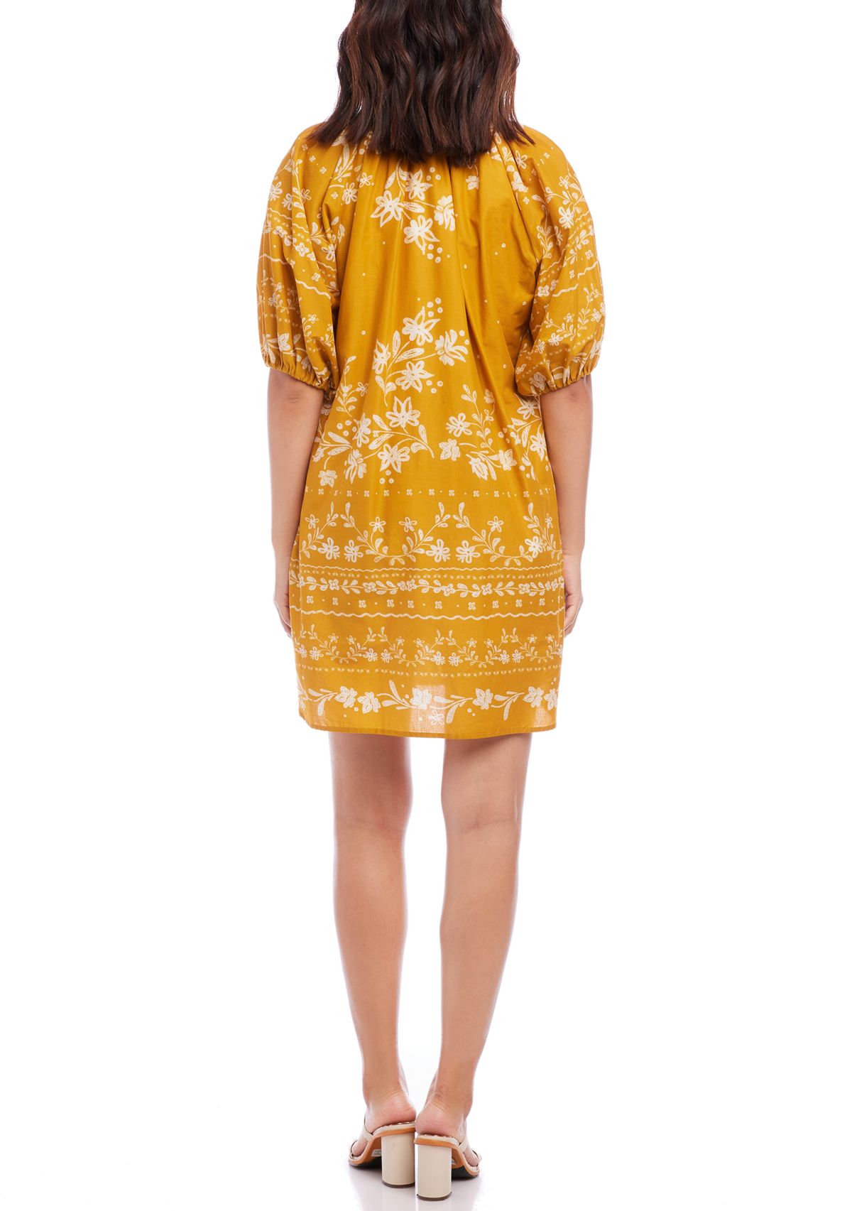 Womens Puff Sleeve Tassel Dress