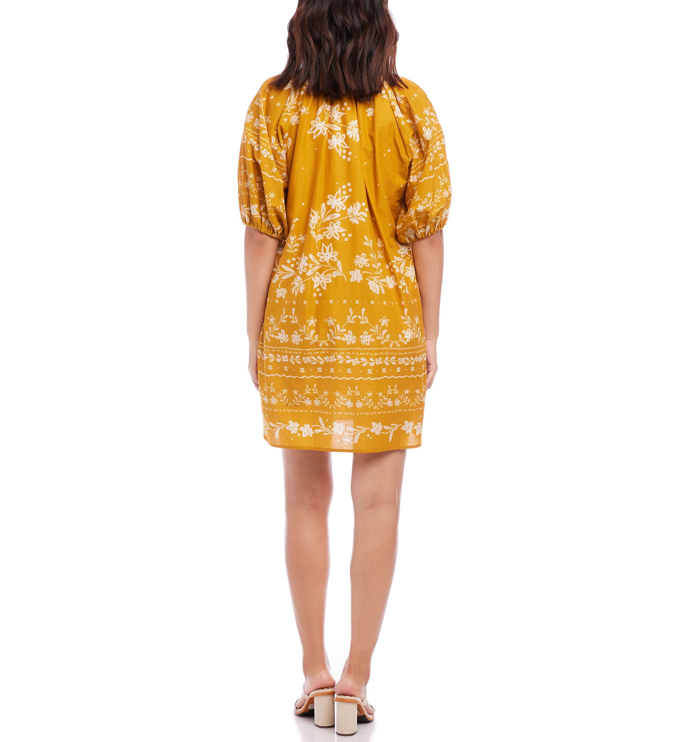 Womens Puff Sleeve Tassel Dress