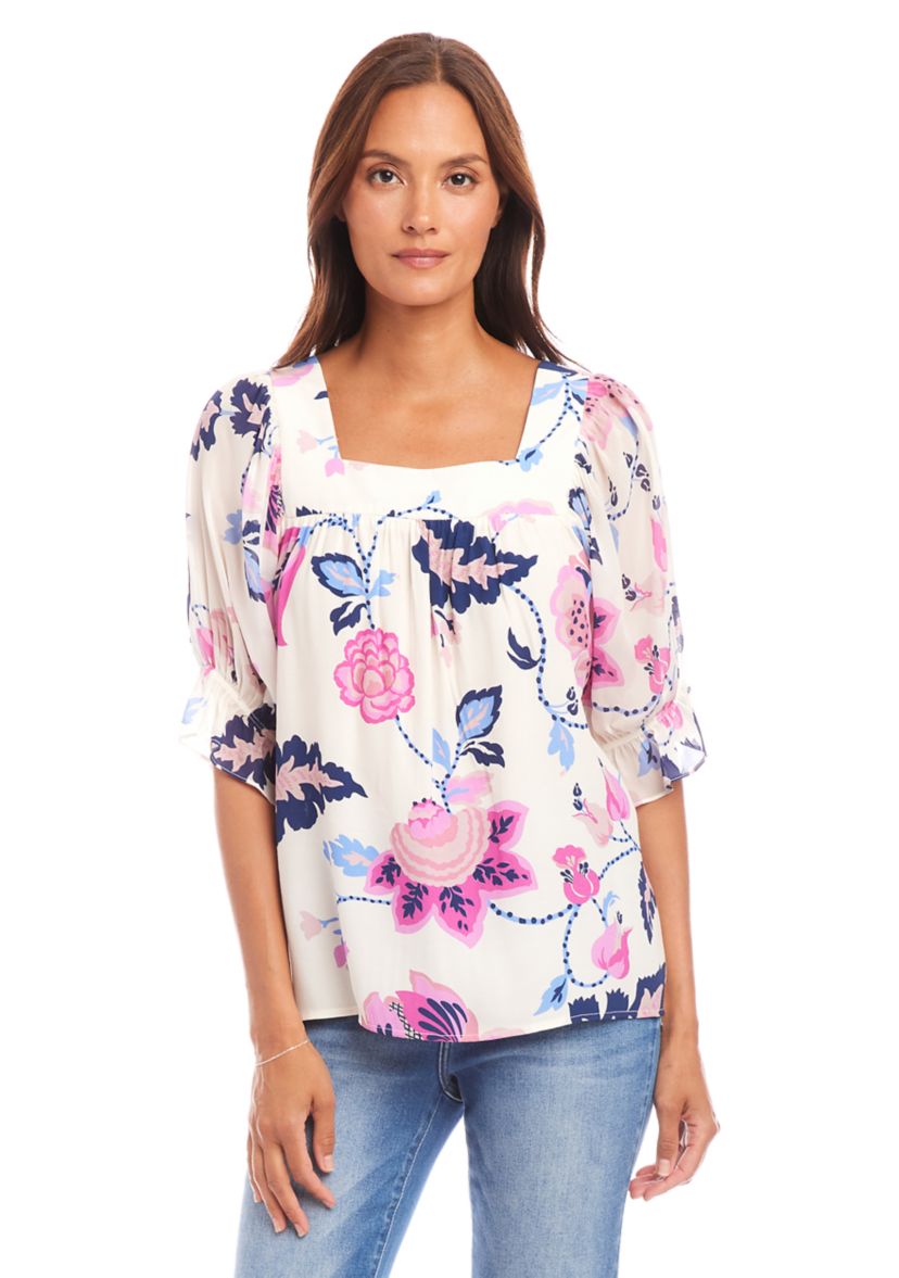 Womens Contrast Square Neck Top