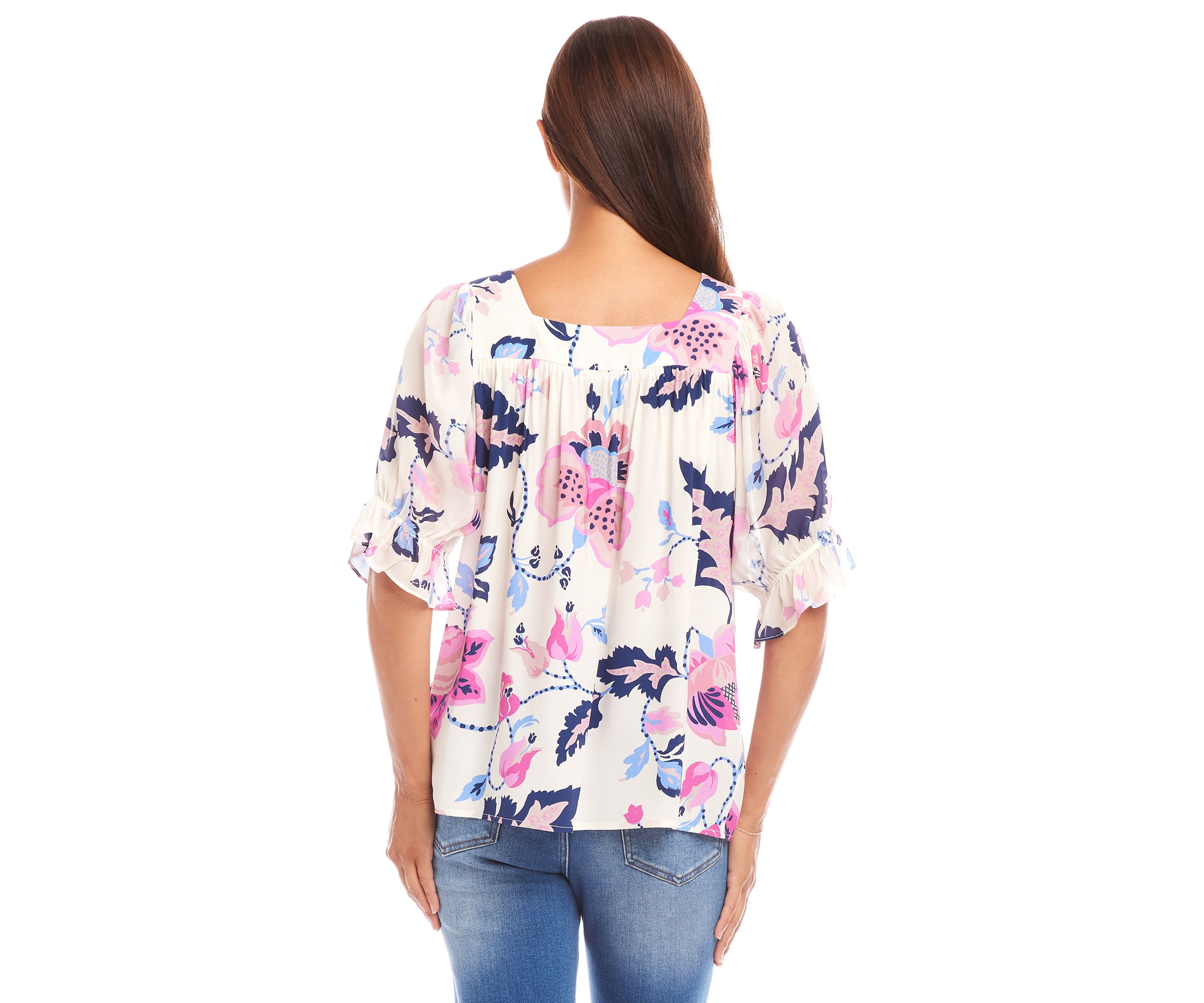 Womens Contrast Square Neck Top