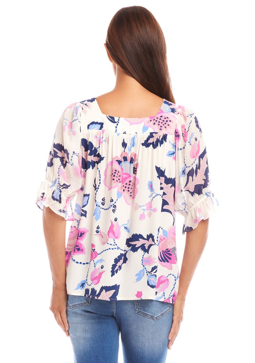 Womens Contrast Square Neck Top