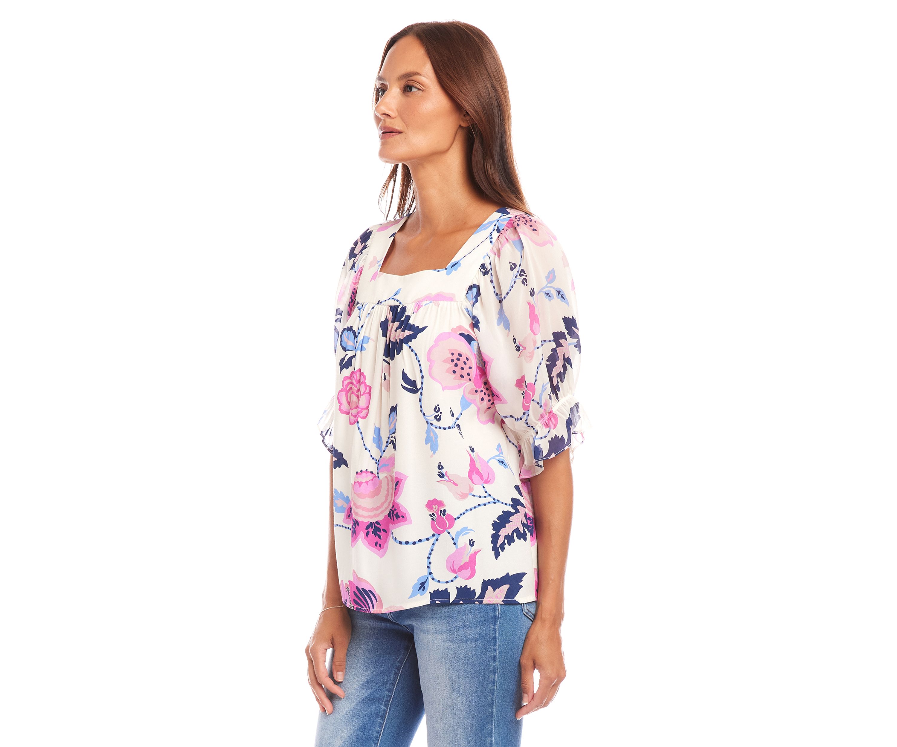 Womens Contrast Square Neck Top