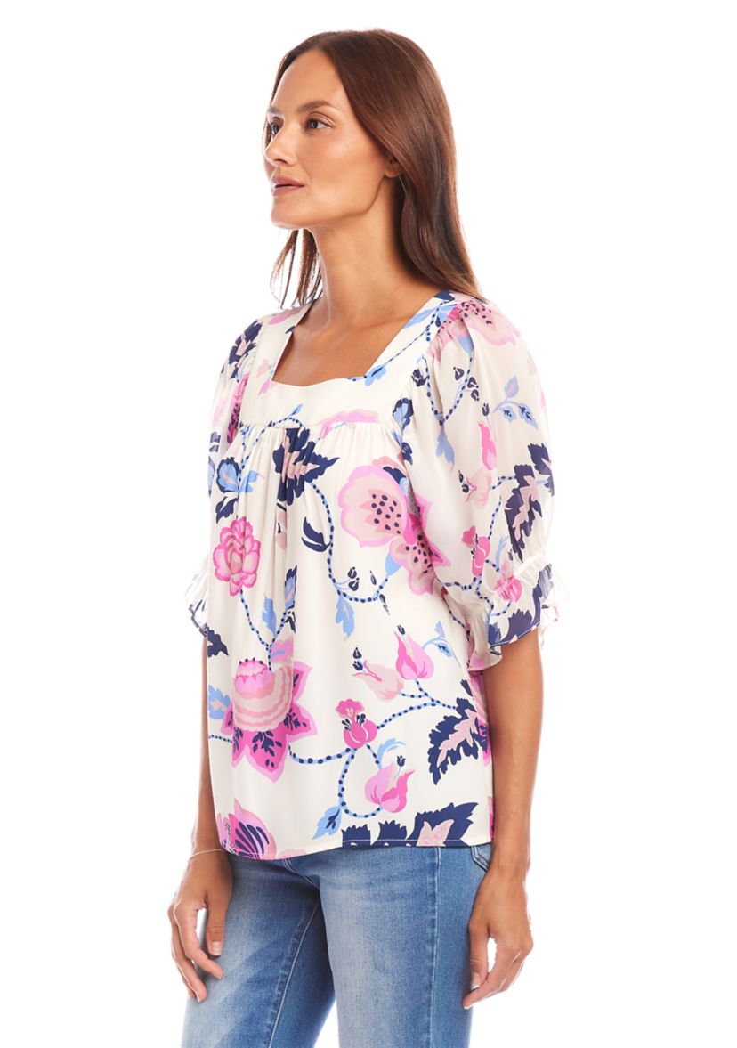 Womens Contrast Square Neck Top
