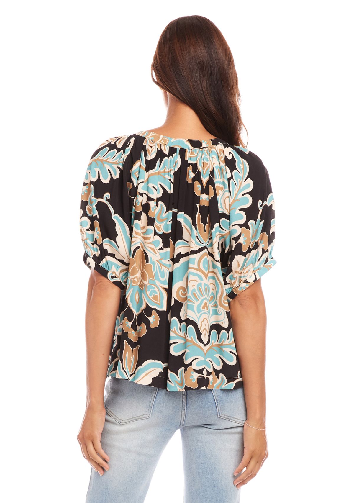 Petite Short Sleeve Peasant Top