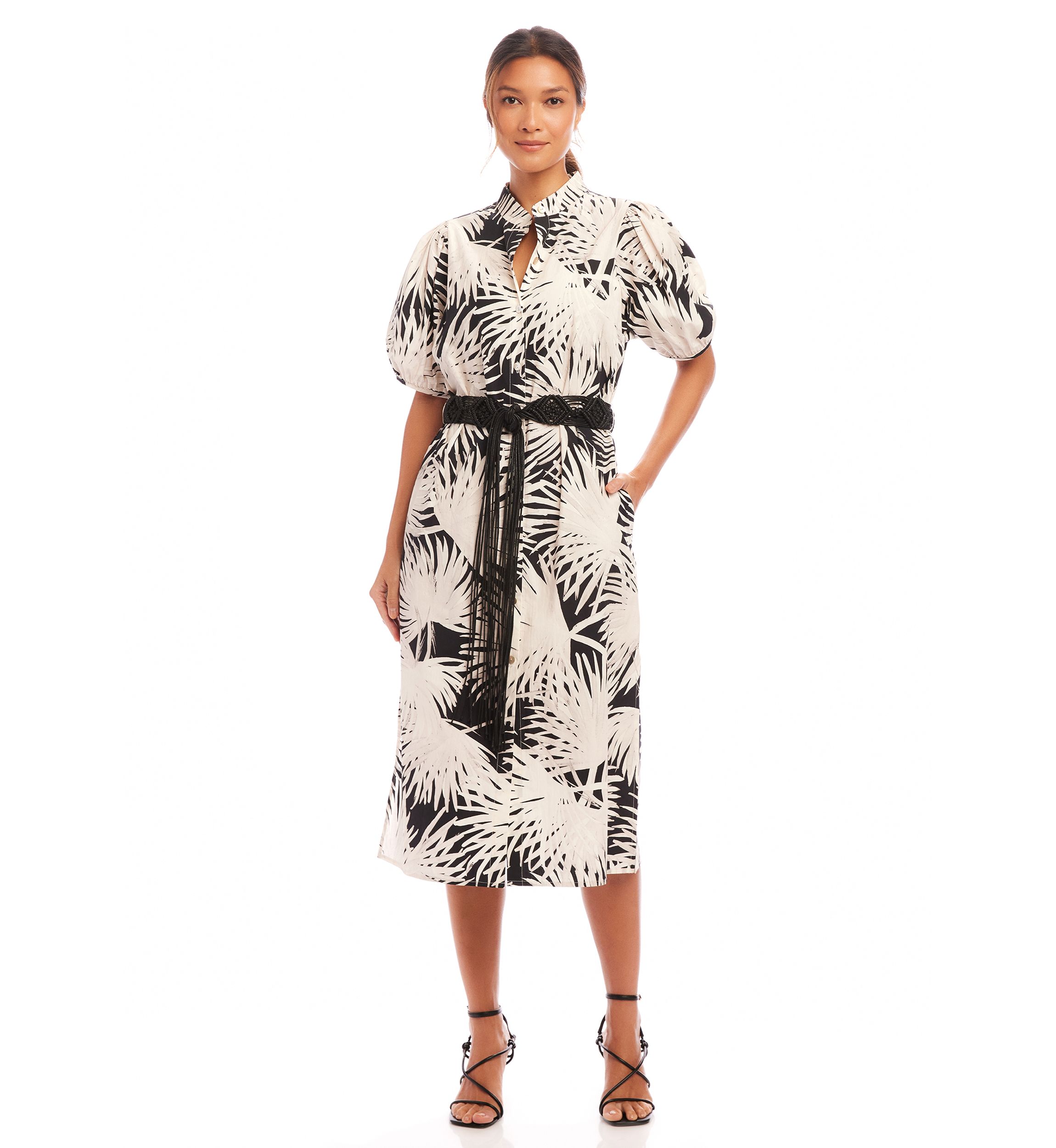 Womens Puff Sleeve Shirtdress