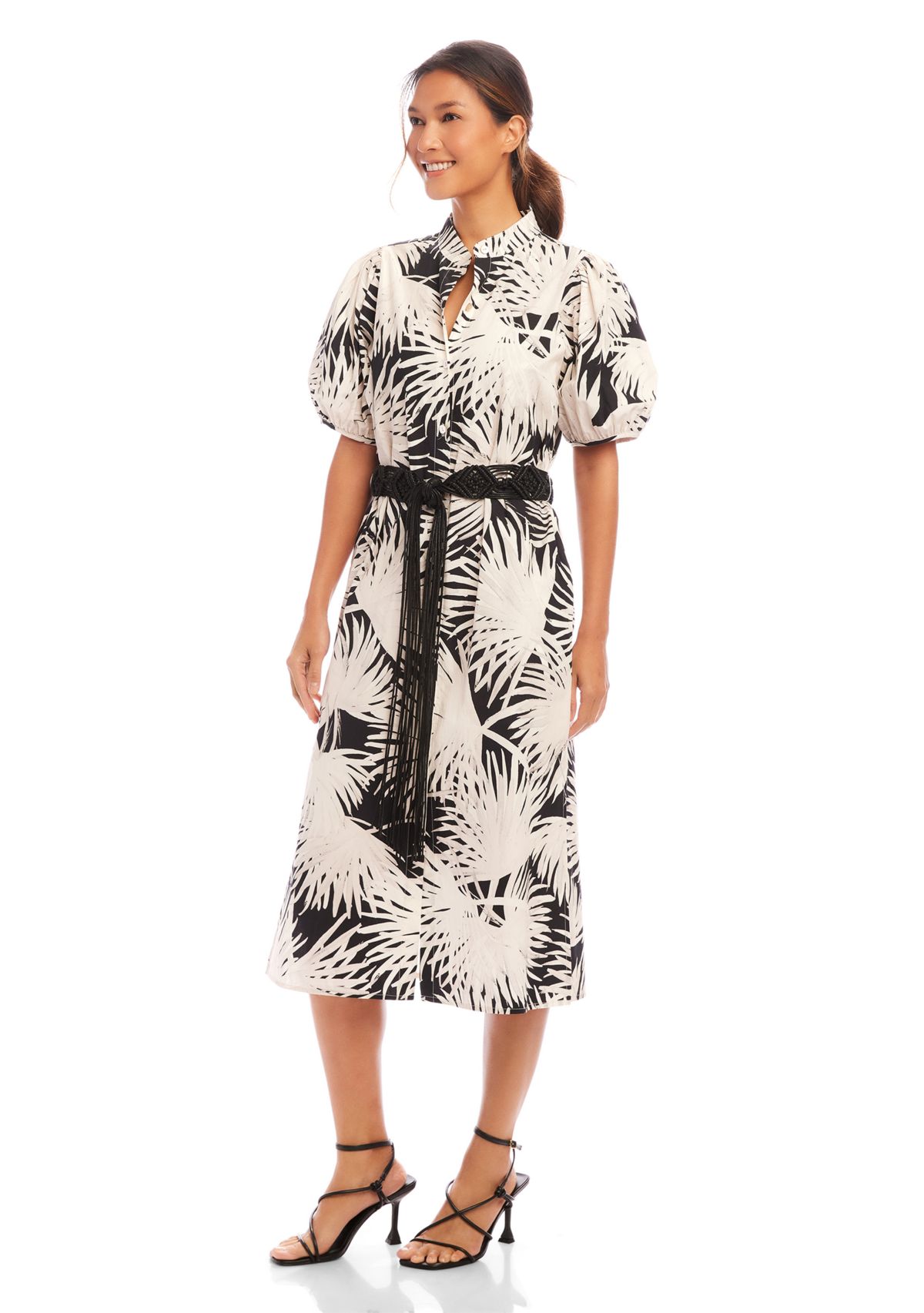 Womens Puff Sleeve Shirtdress