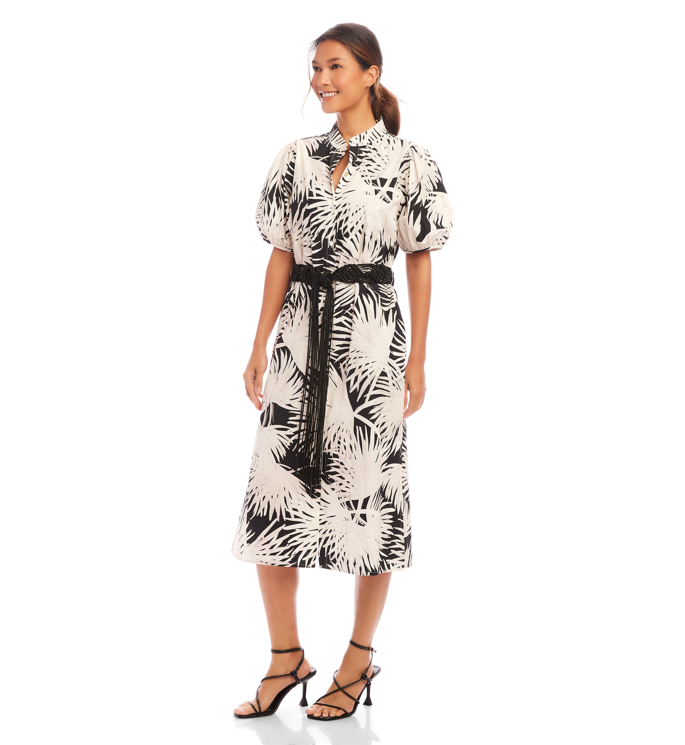 Womens Puff Sleeve Shirtdress
