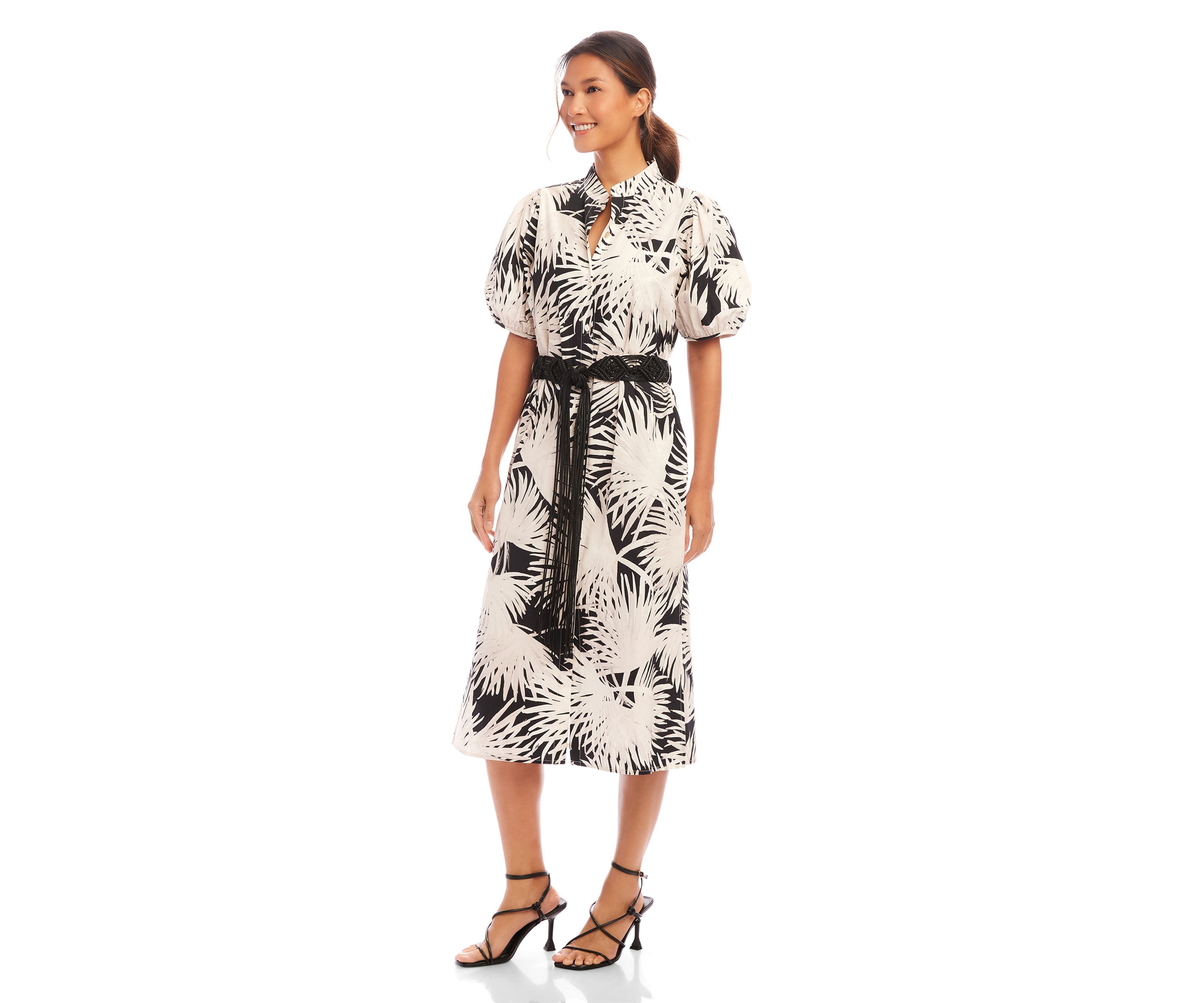 Womens Puff Sleeve Shirtdress