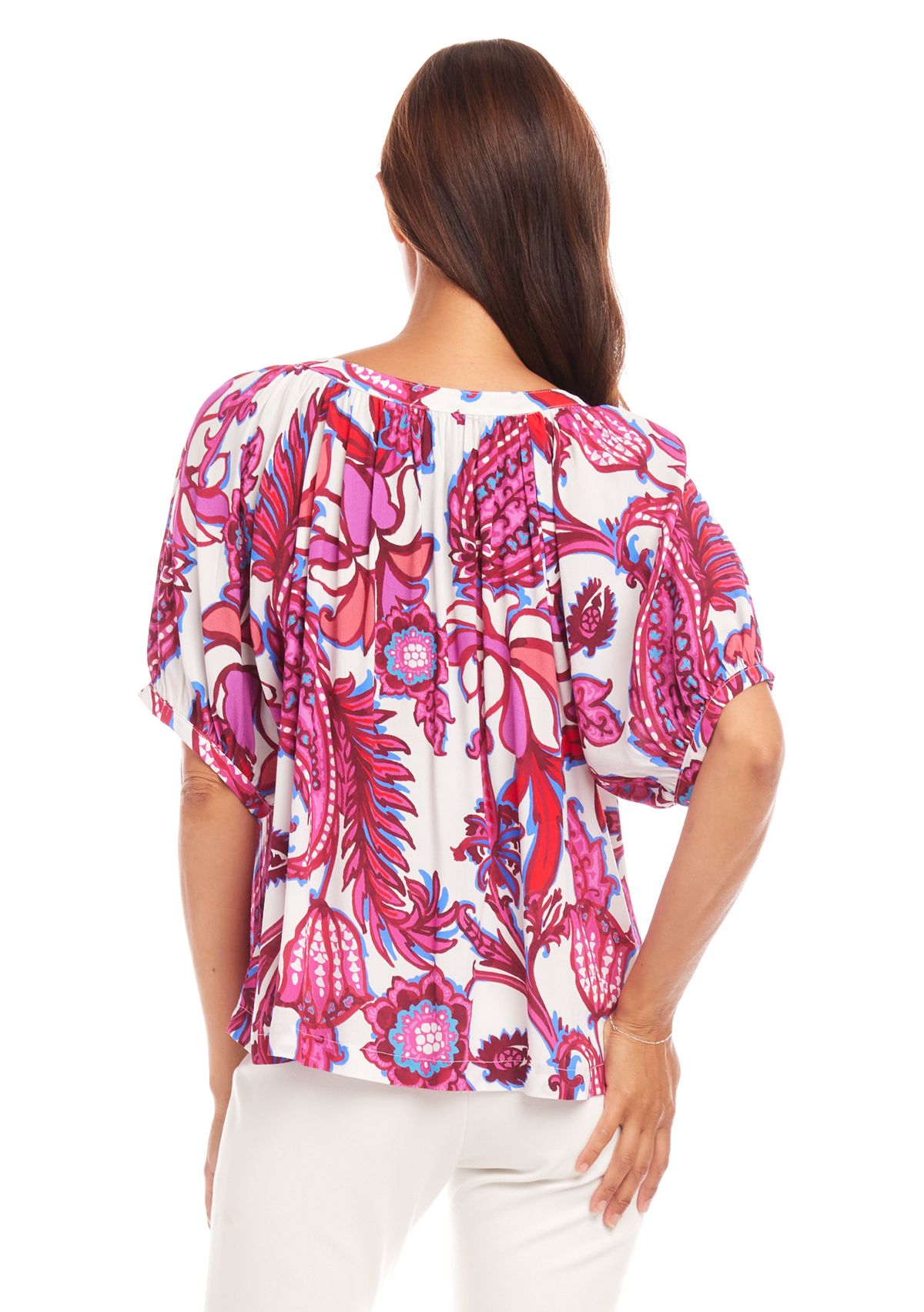 Petite Size Short Sleeve Peasant Top