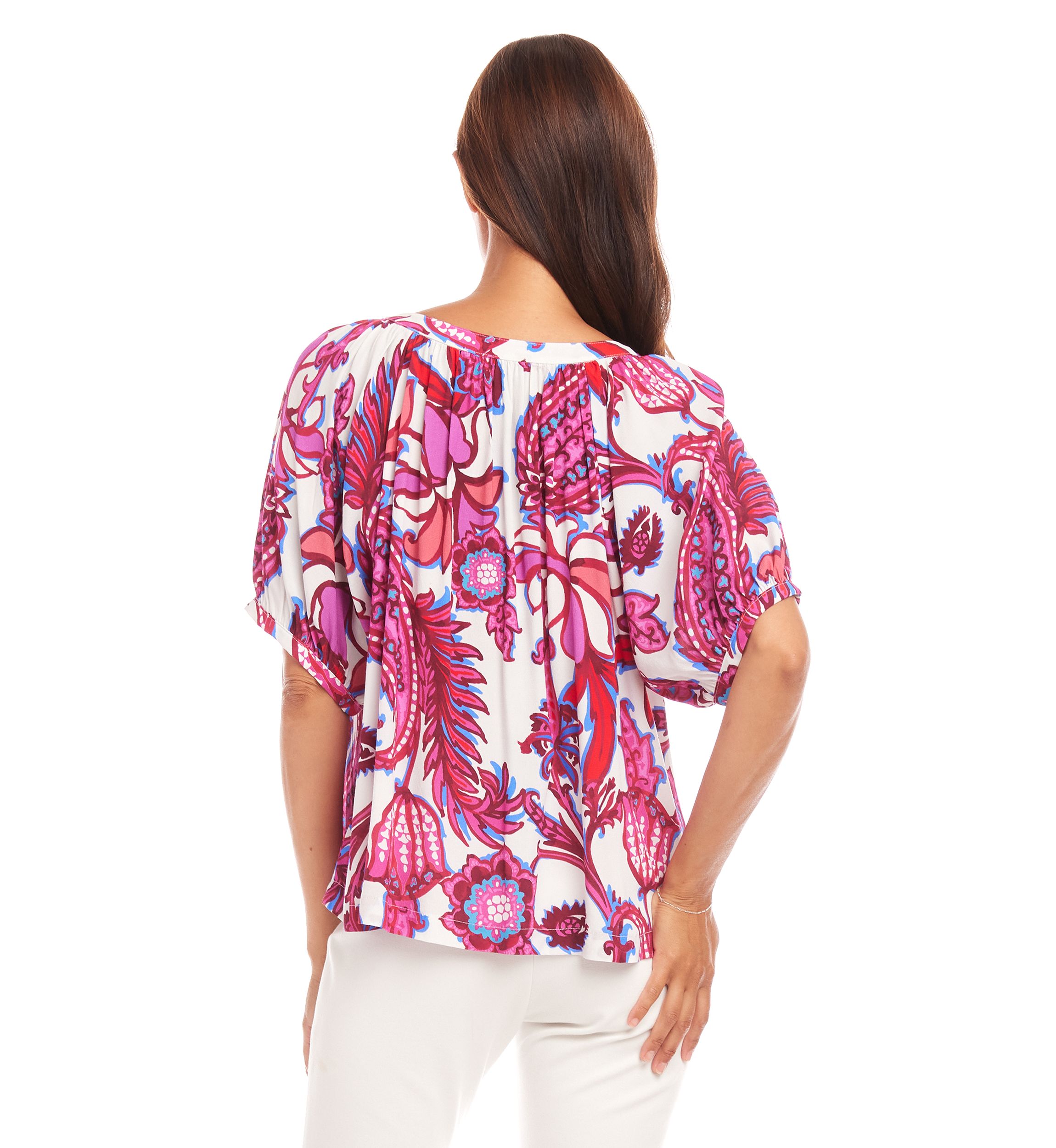 Petite Size Short Sleeve Peasant Top