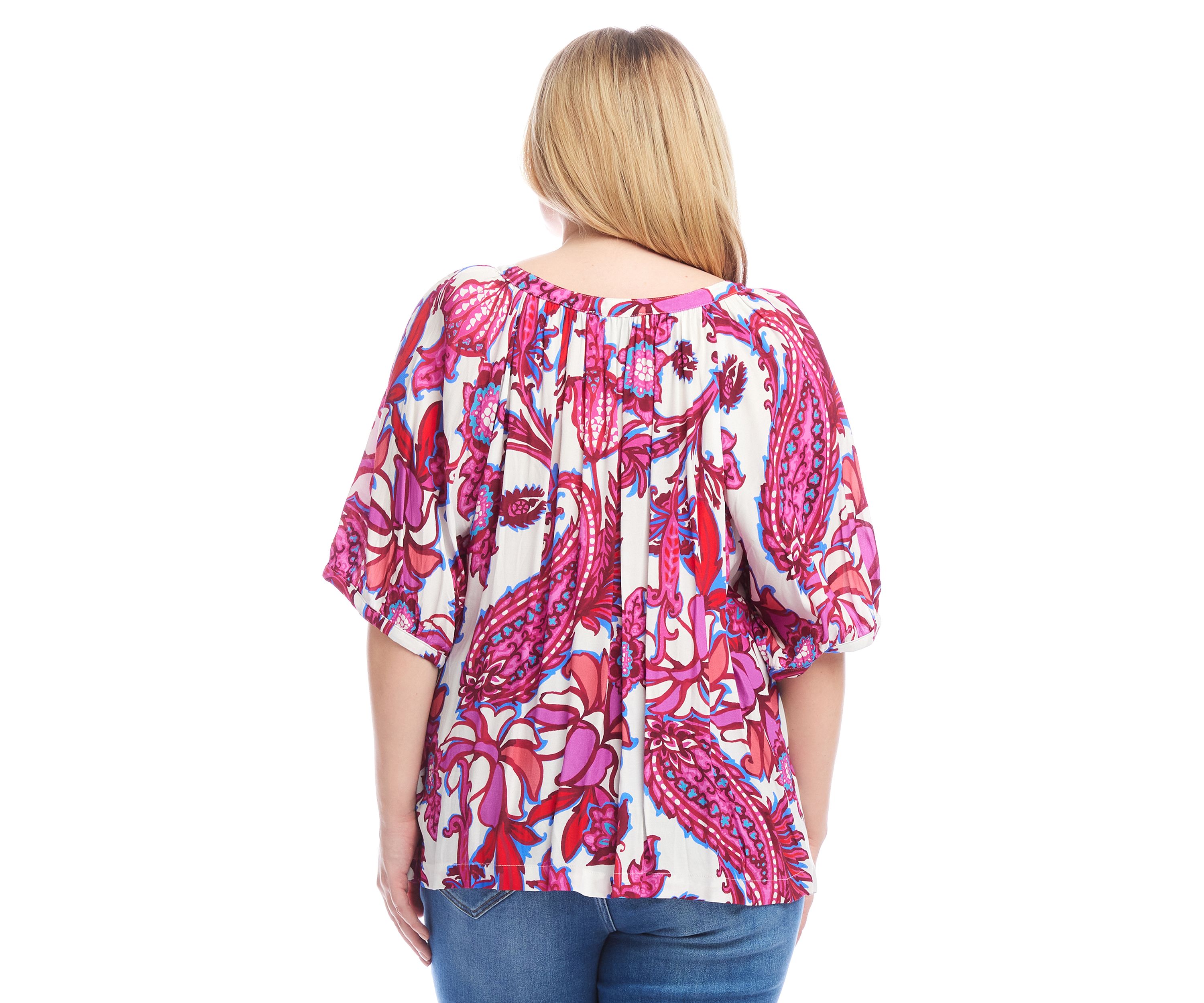 Plus Size Elbow Sleeve Peasant Top