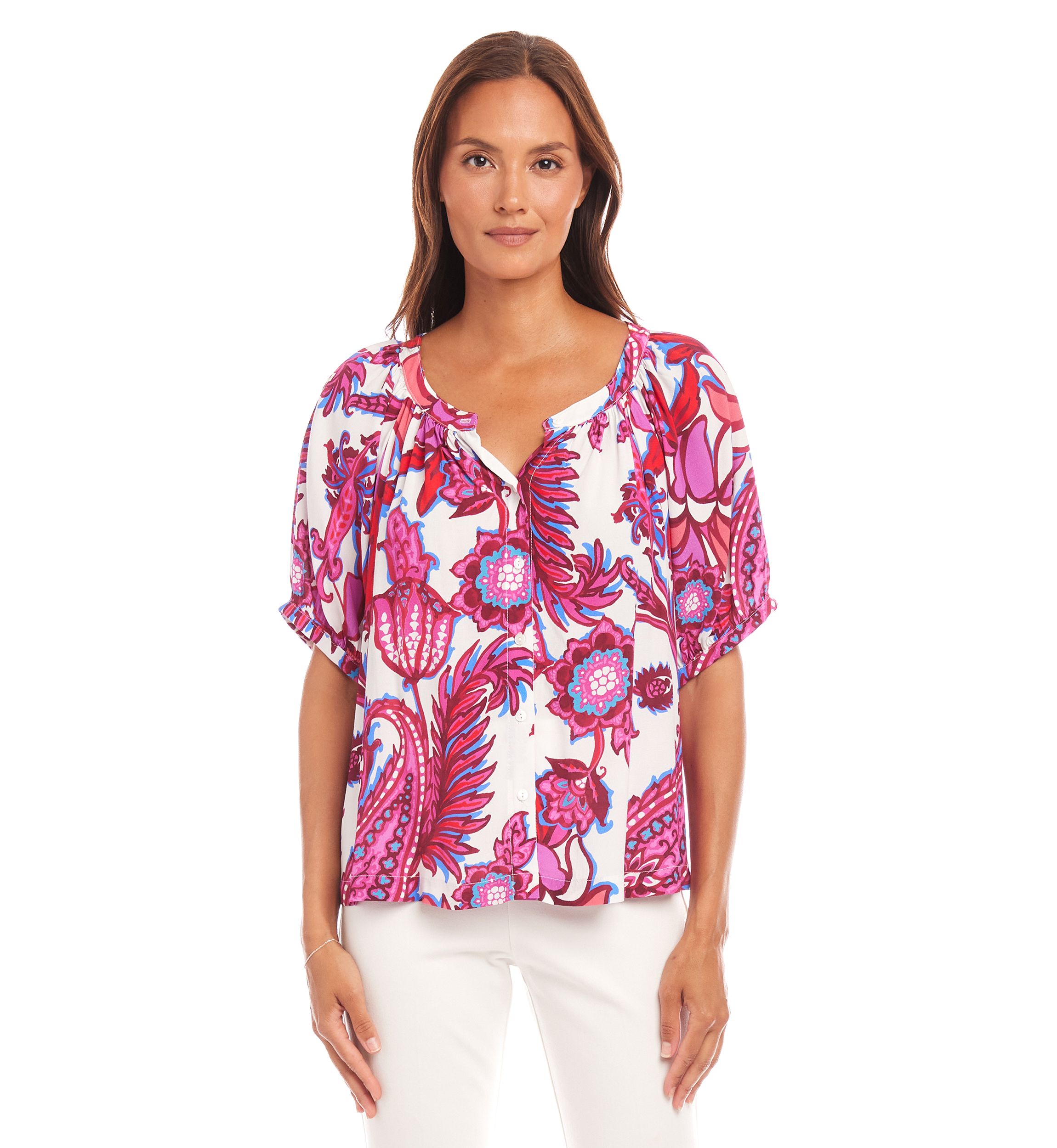 Womens Short Sleeve Peasant Top