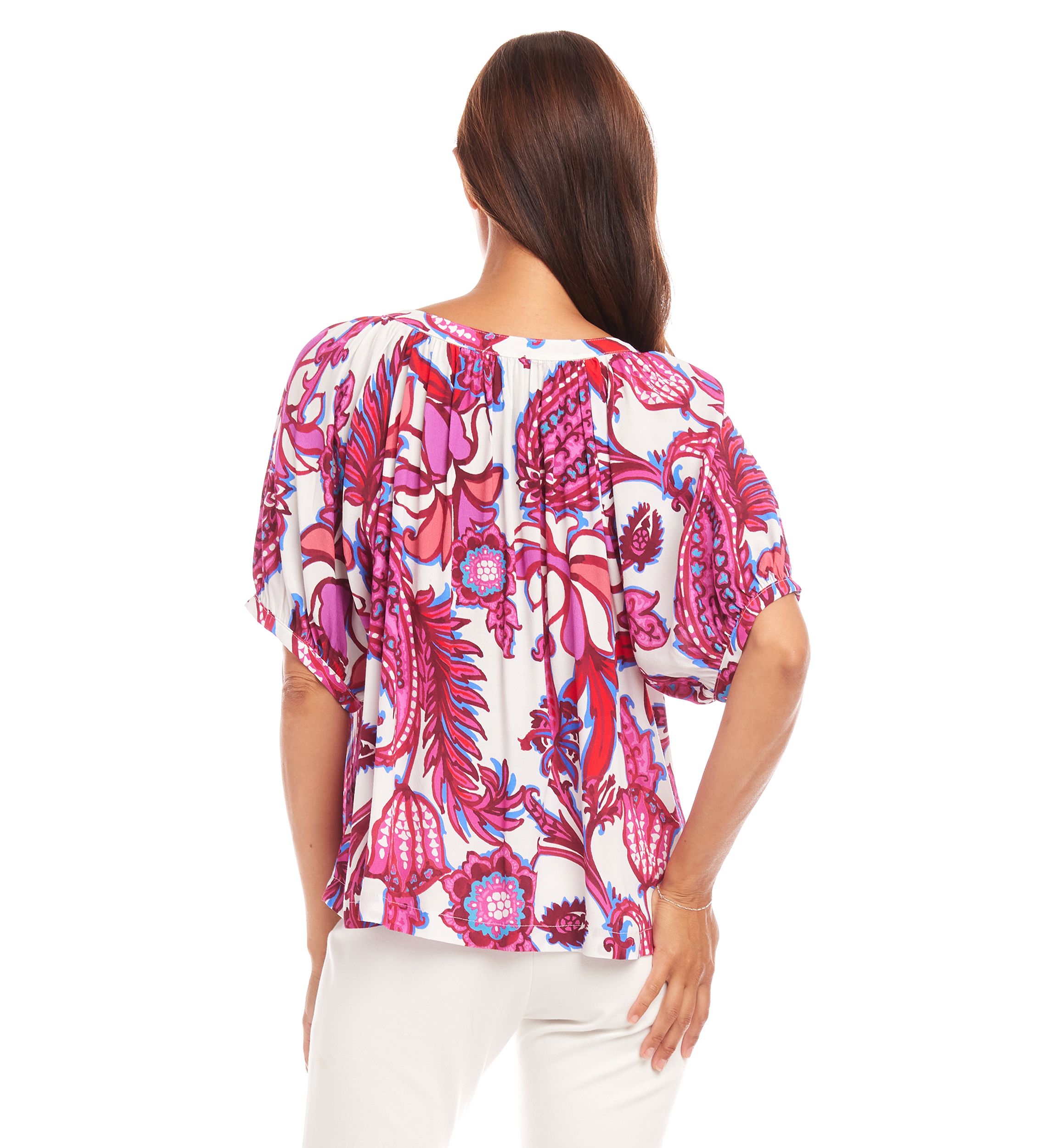 Womens Short Sleeve Peasant Top