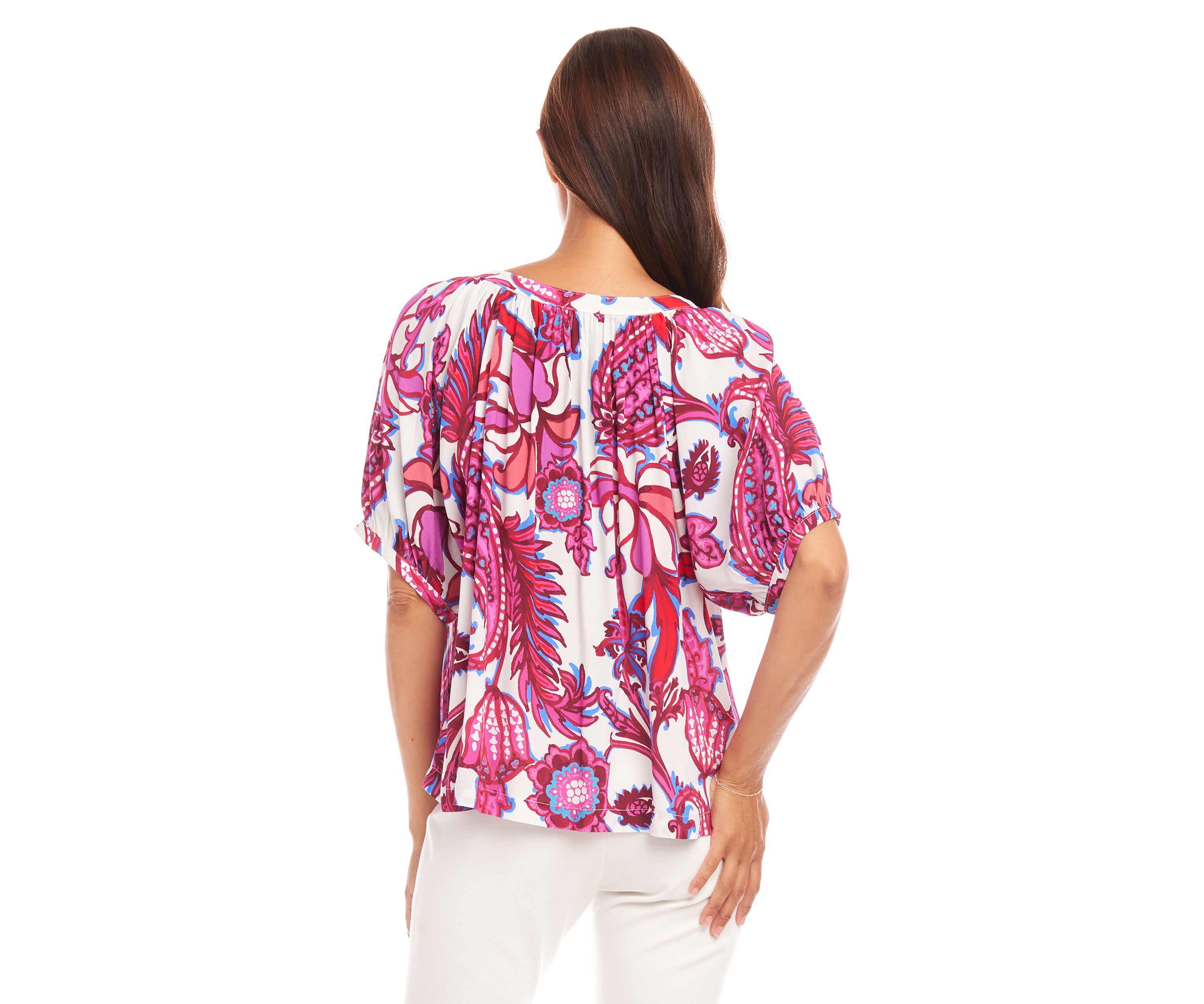Womens Short Sleeve Peasant Top