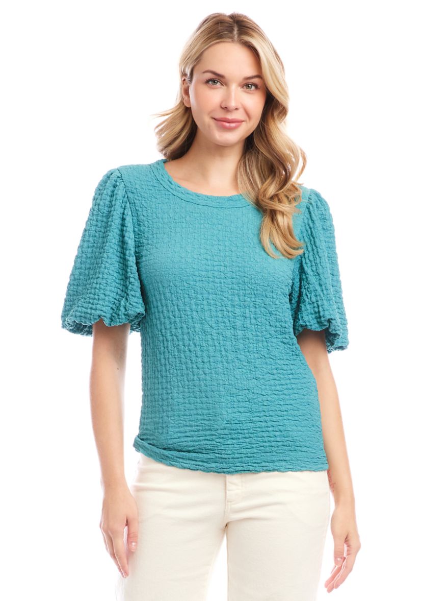 Petite Puff Sleeve Textured Top