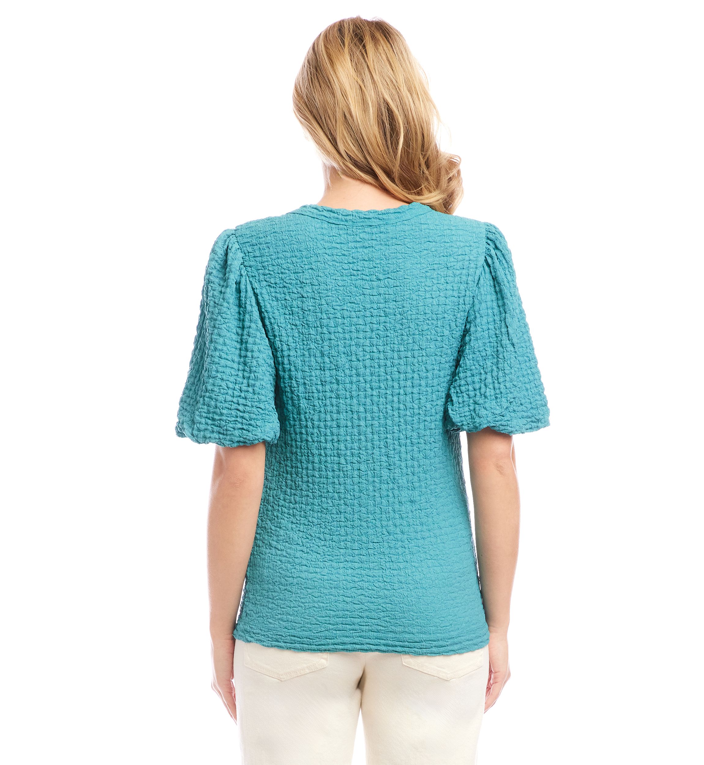 Petite Puff Sleeve Textured Top