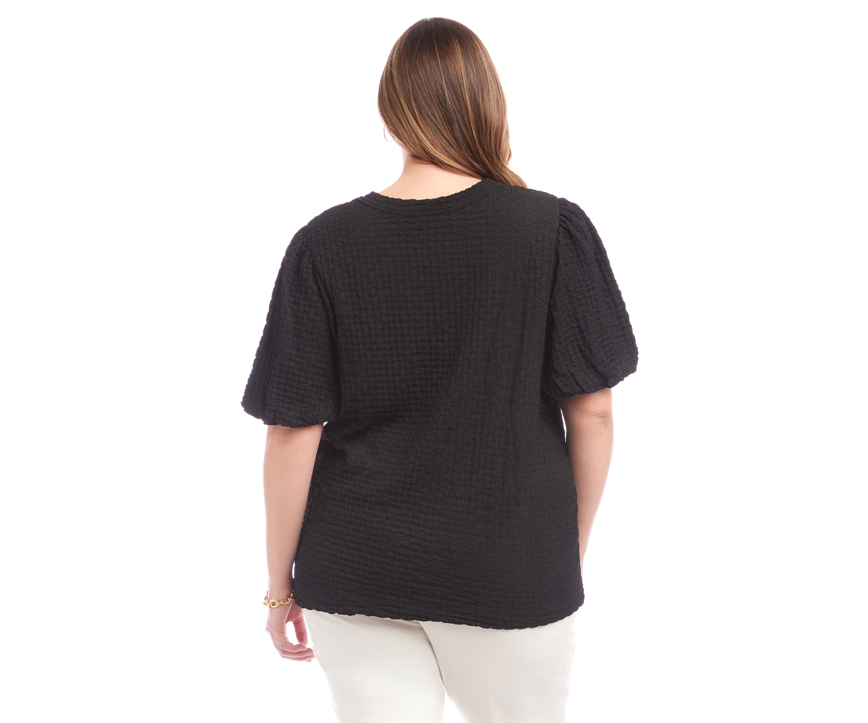 Plus Size Puff Sleeve Textured Top