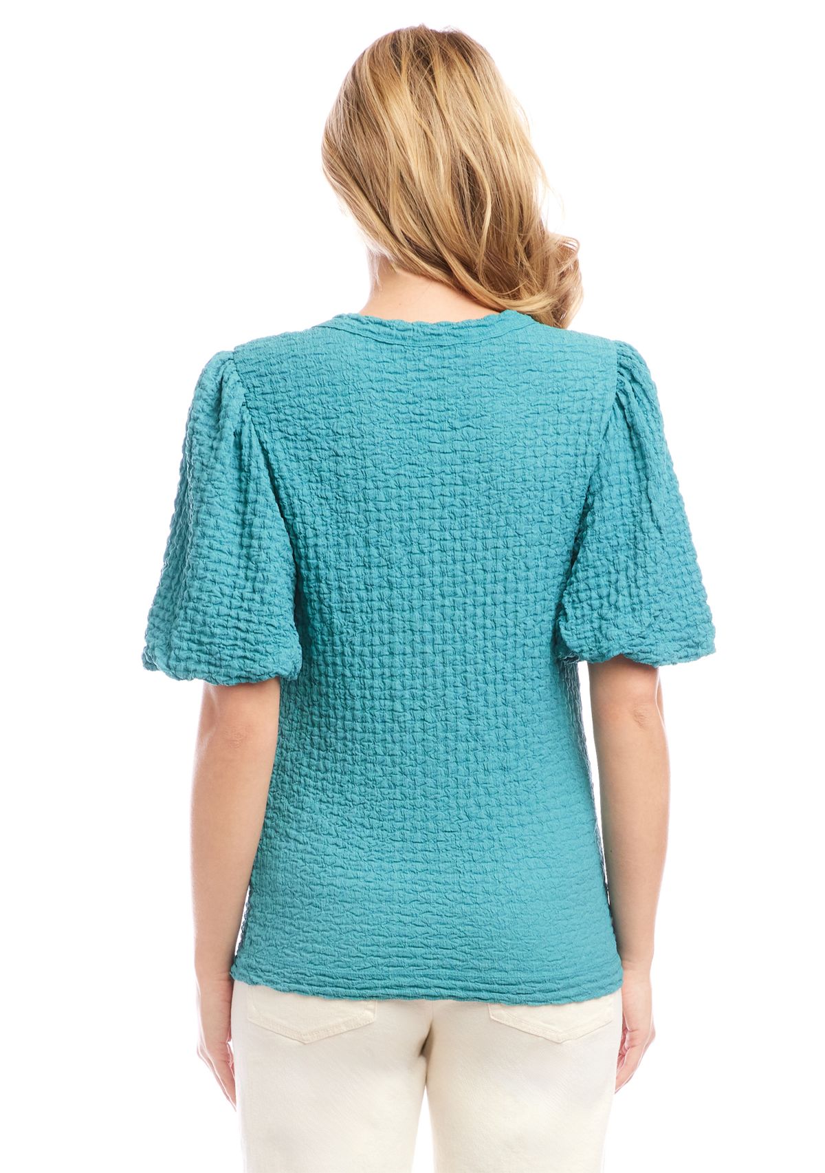 Womens Puff Sleeve Textured Top