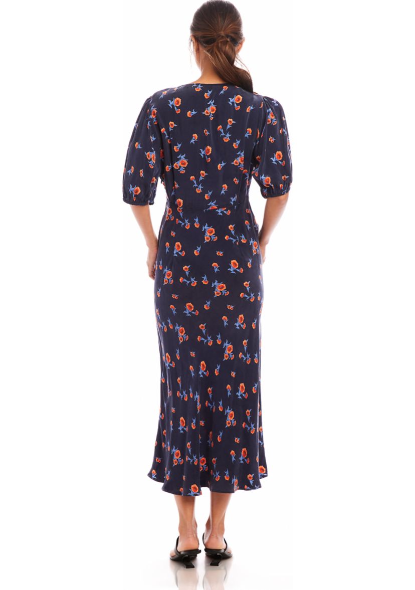 Womens Bias Puff Sleeve Dress