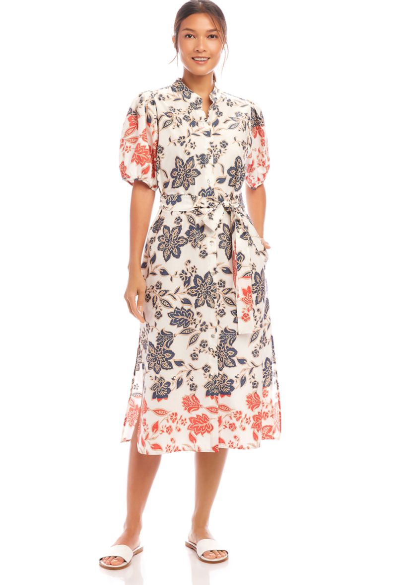 Womens Puff Sleeve Shirtdress