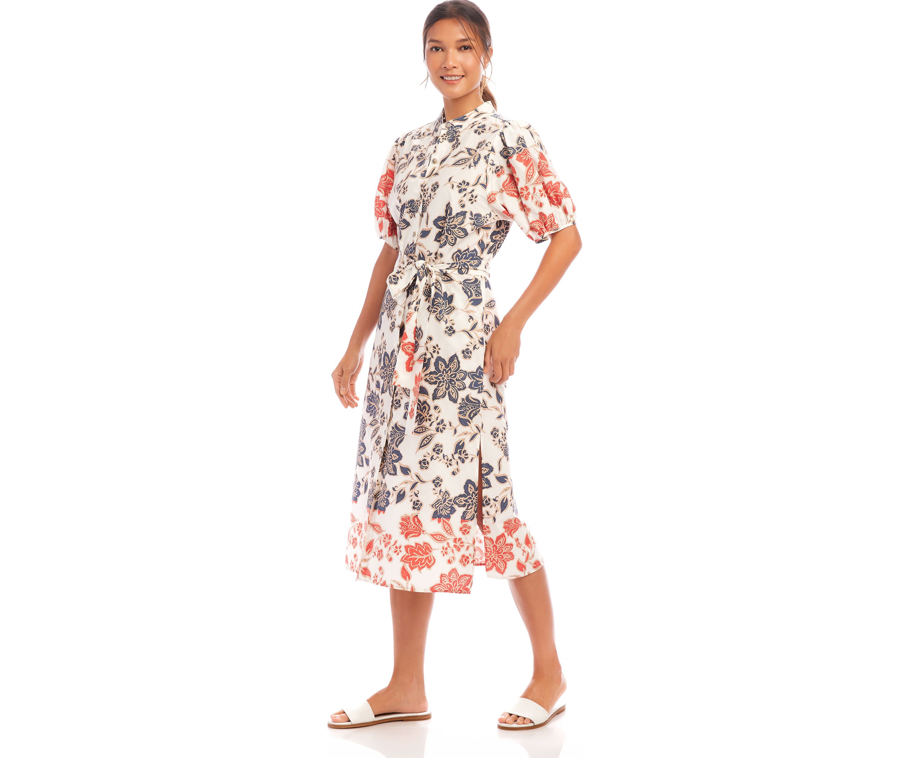 Womens Puff Sleeve Shirtdress