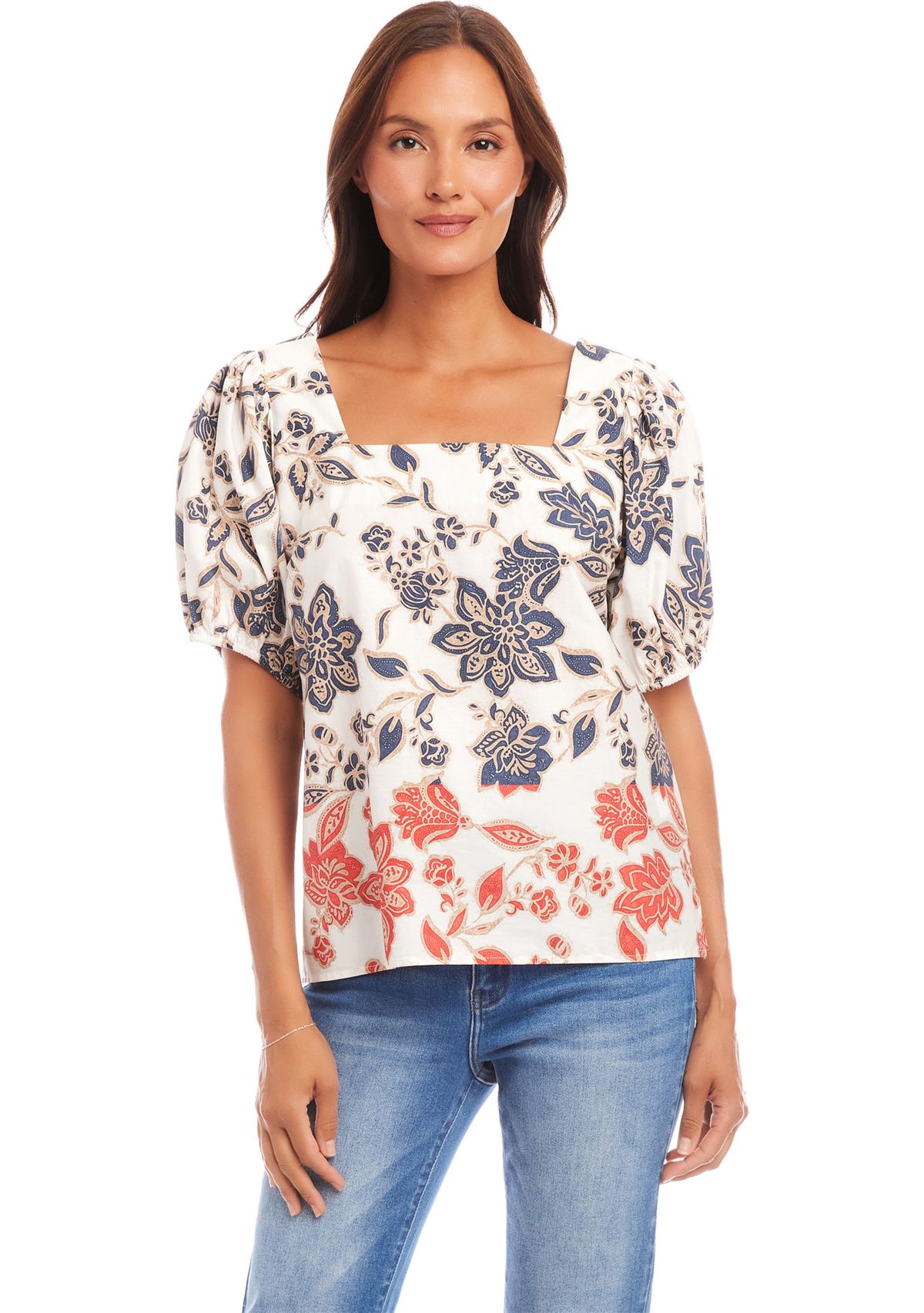 Womens Puff Sleeve Square Neck Top
