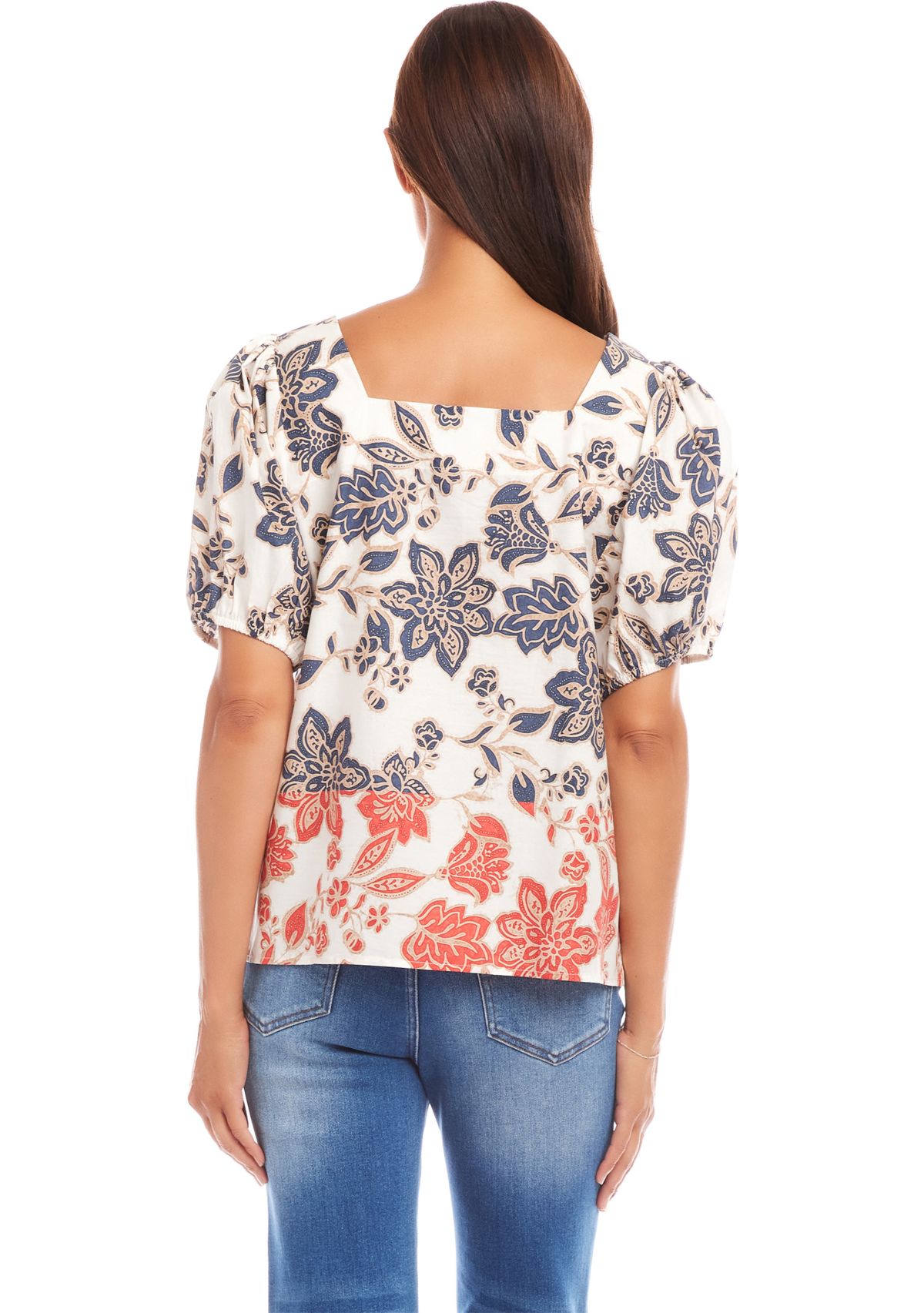 Womens Puff Sleeve Square Neck Top