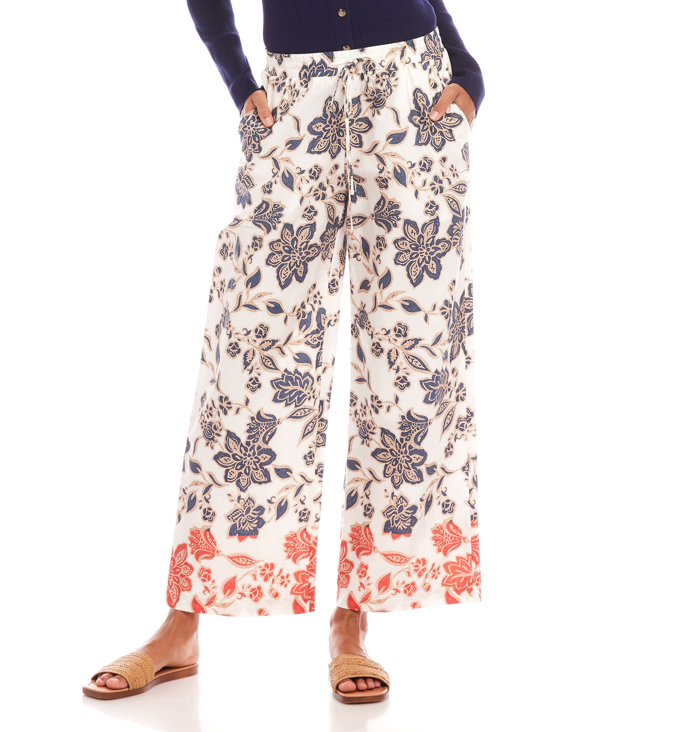 Womens Drawstring Cropped Pants