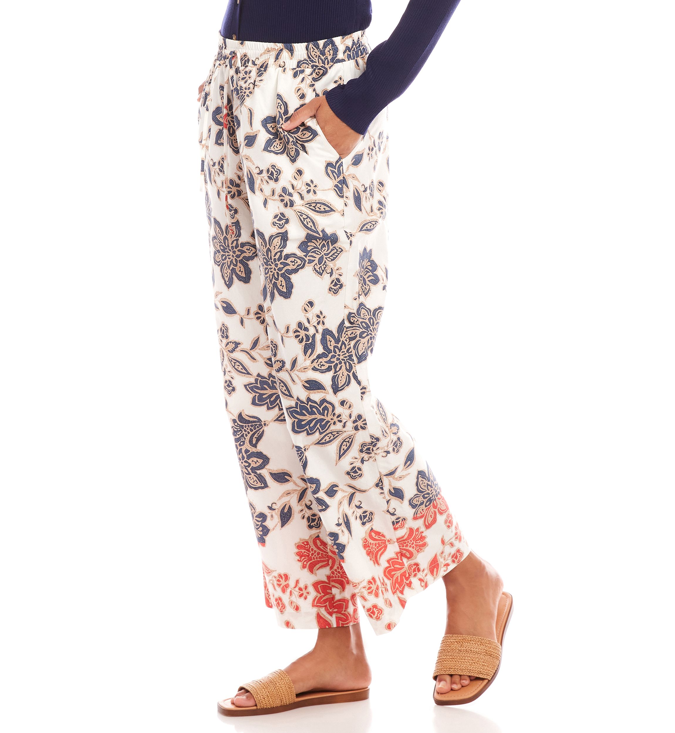 Womens Drawstring Cropped Pants