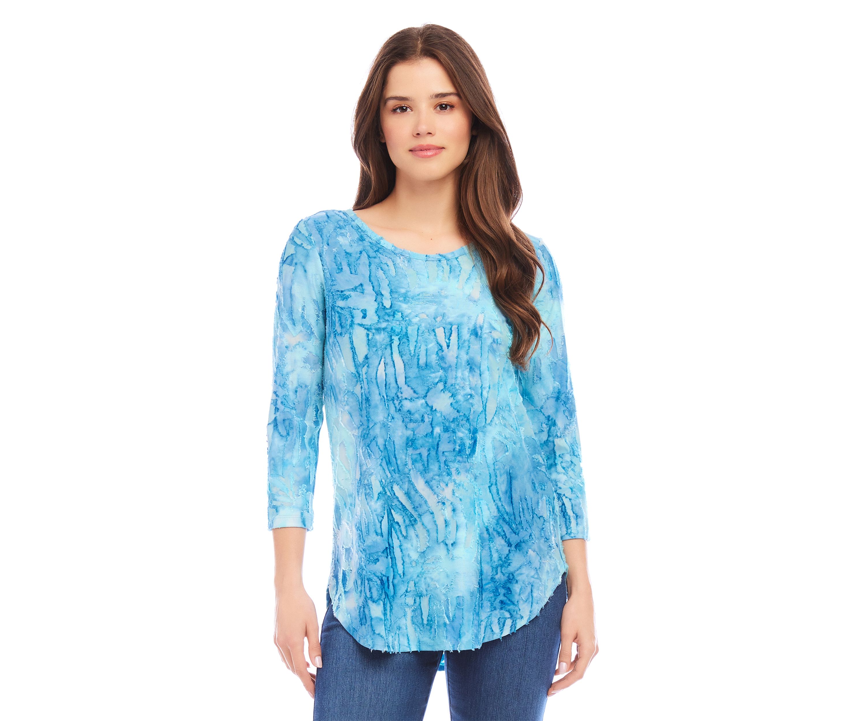 Womens Tie Dye Burnout Shirttail Top