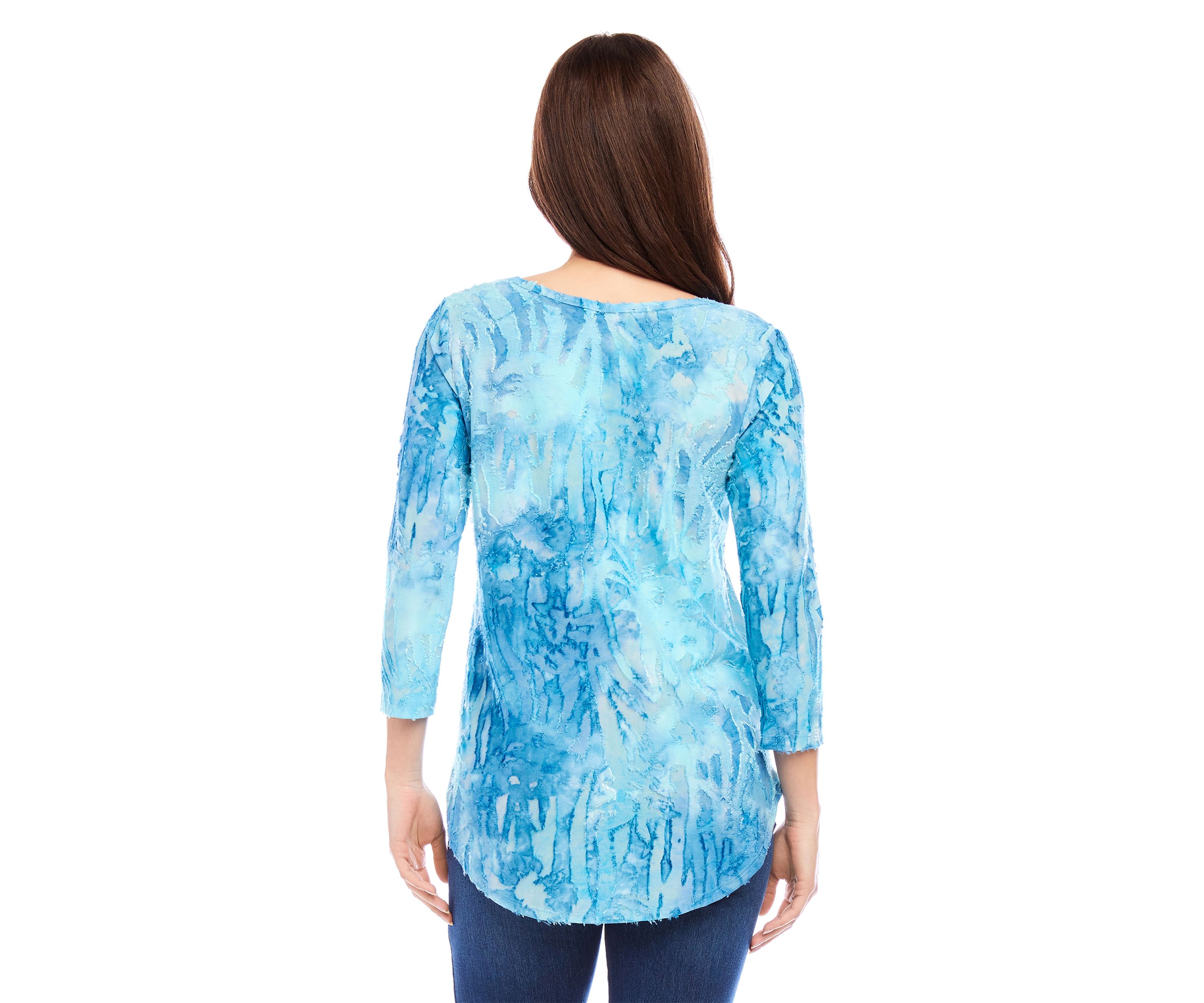 Womens Tie Dye Burnout Shirttail Top