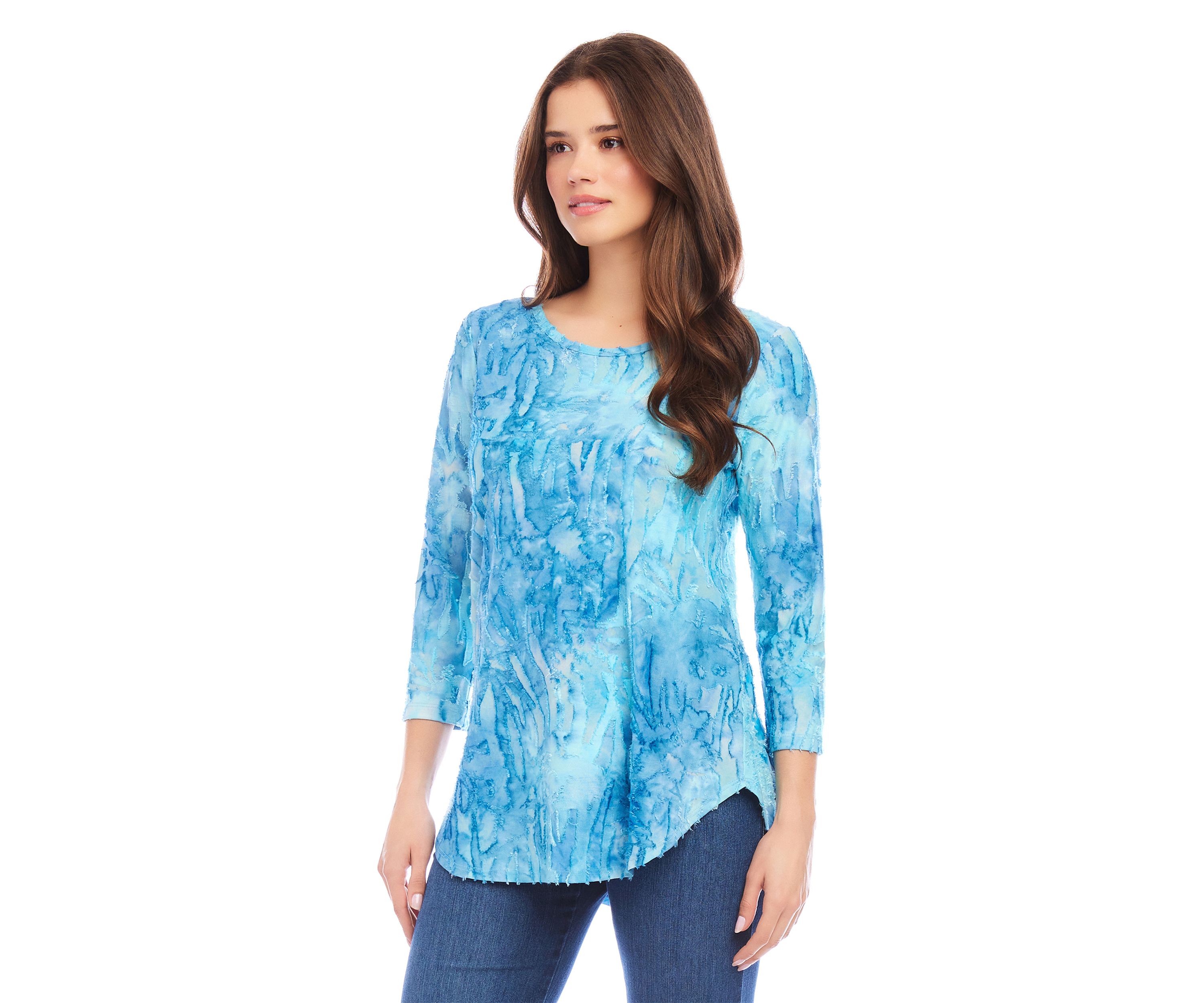Womens Tie Dye Burnout Shirttail Top