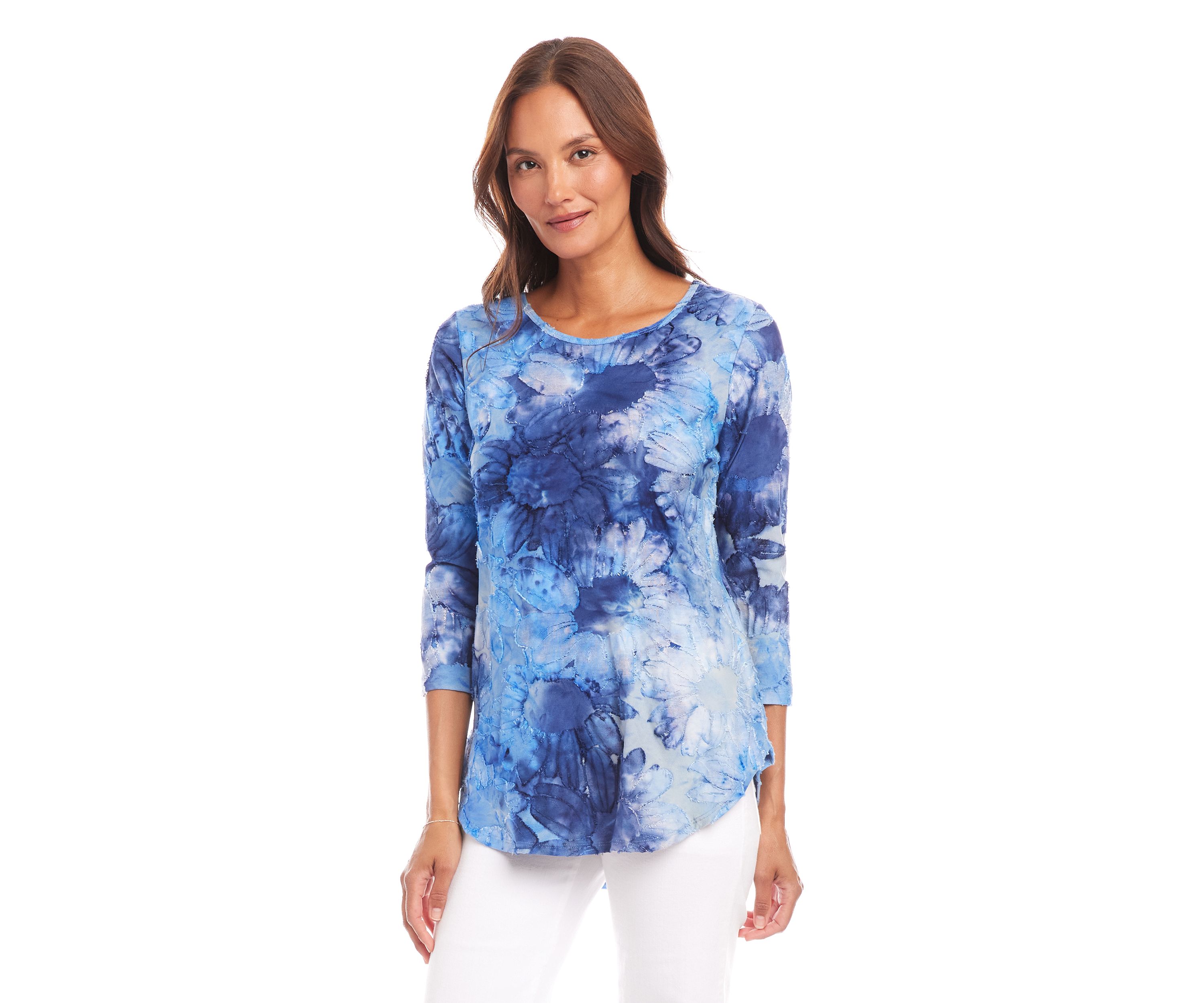 Womens Tie-Dye Burnout Shirttail Top