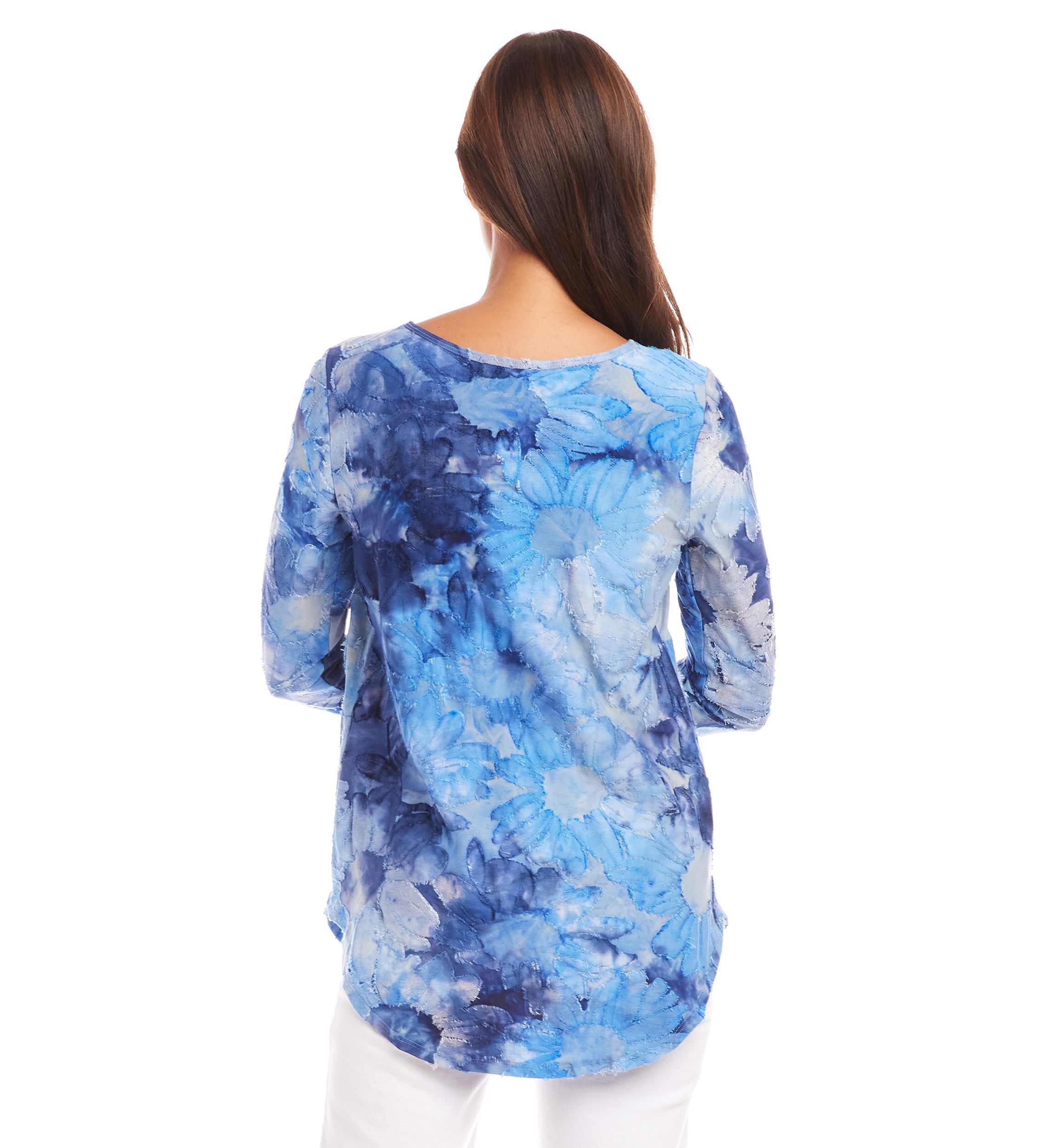 Womens Tie-Dye Burnout Shirttail Top