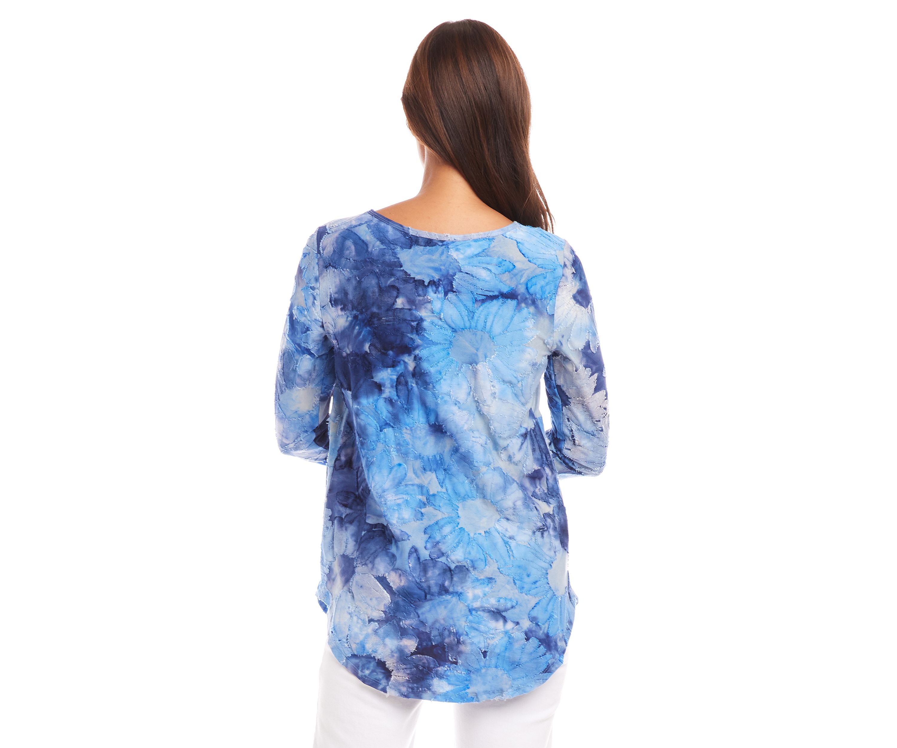Womens Tie-Dye Burnout Shirttail Top