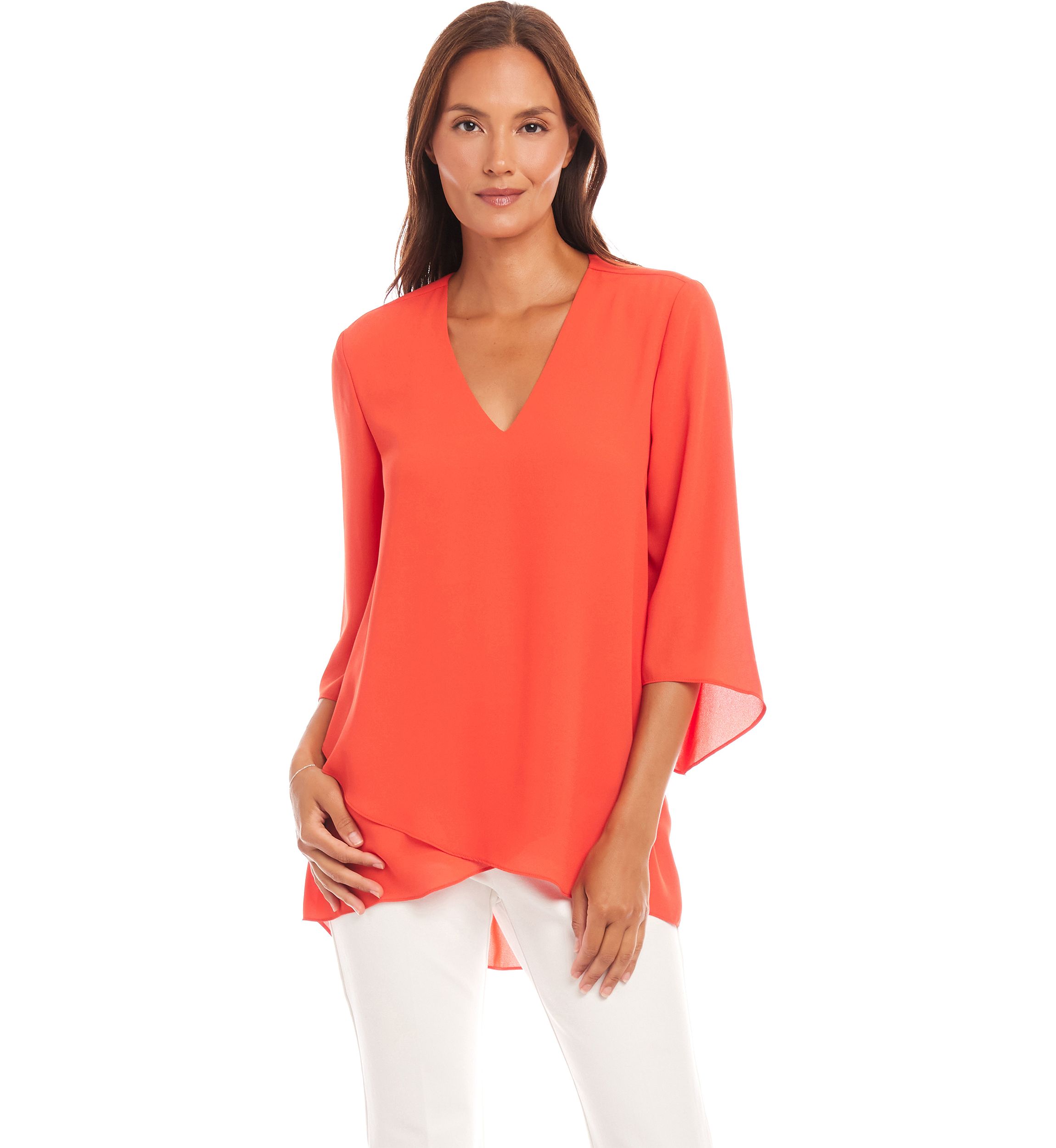 Petite Size Bracelet Sleeve Asymmetric Top