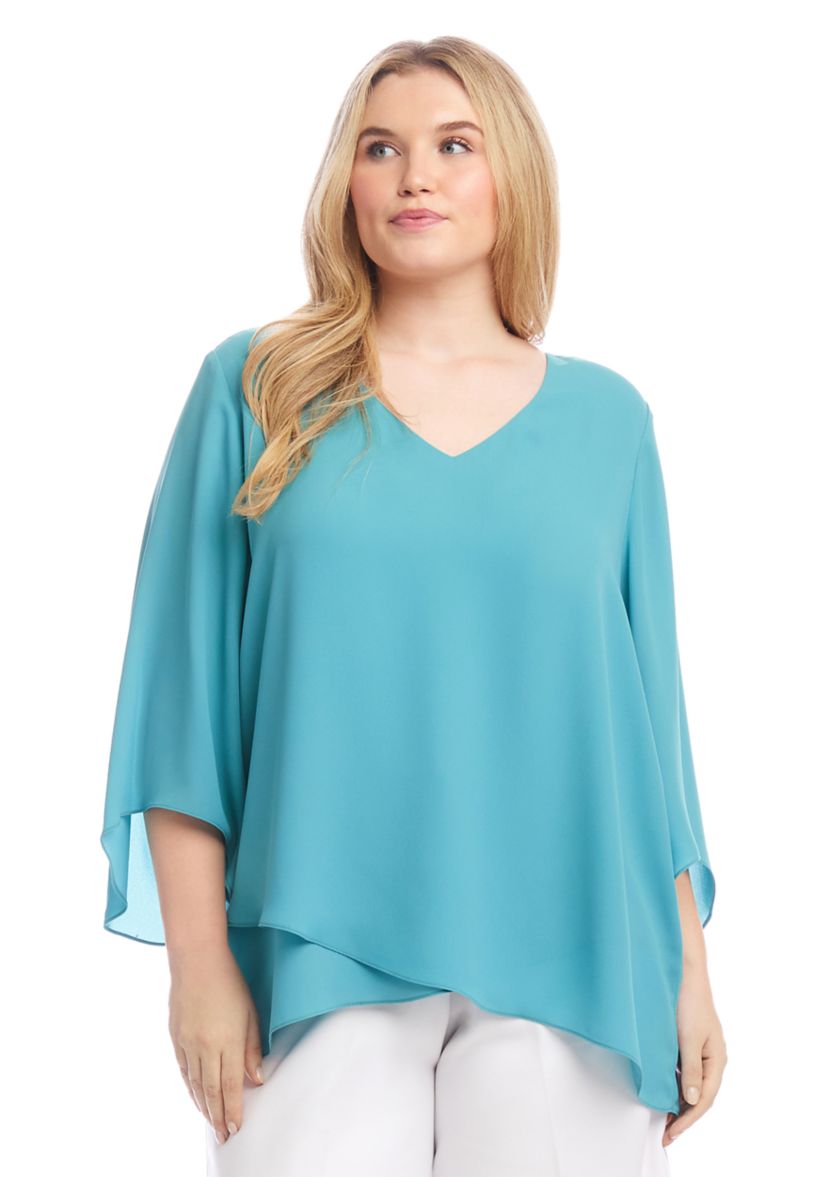 Plus Size Bracelet Sleeve Asymmetric Top