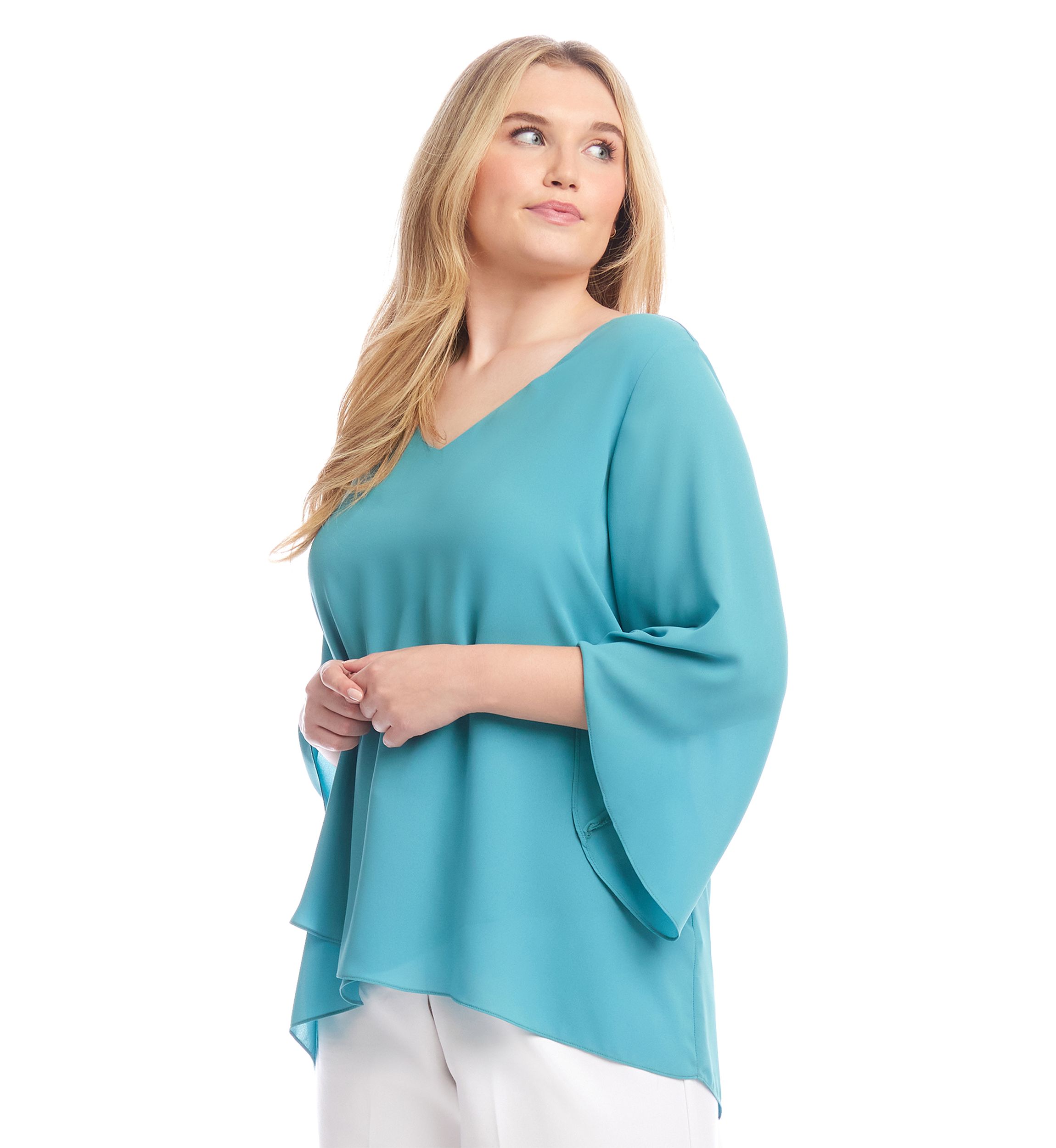 Plus Size Bracelet Sleeve Asymmetric Top