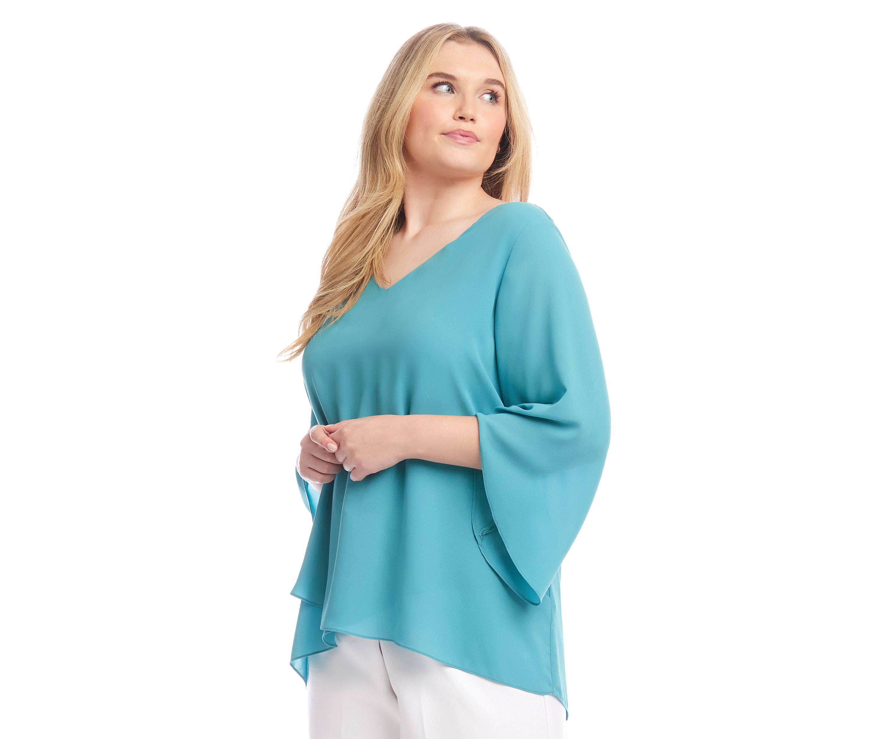 Plus Size Bracelet Sleeve Asymmetric Top