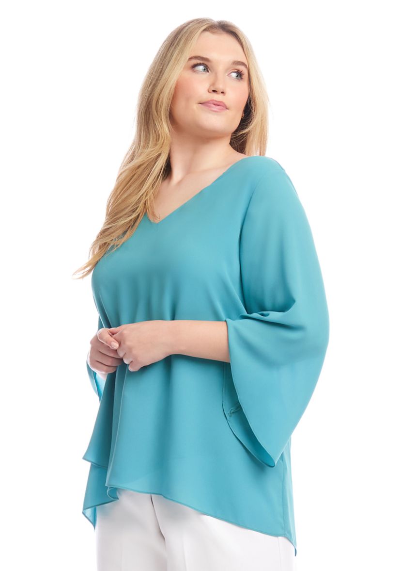 Plus Size Bracelet Sleeve Asymmetric Top