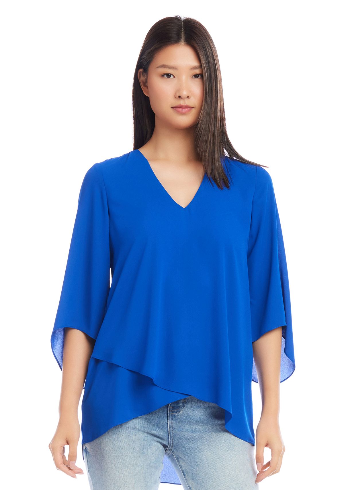 Petite Size Bracelet Sleeve Asymmetric Top